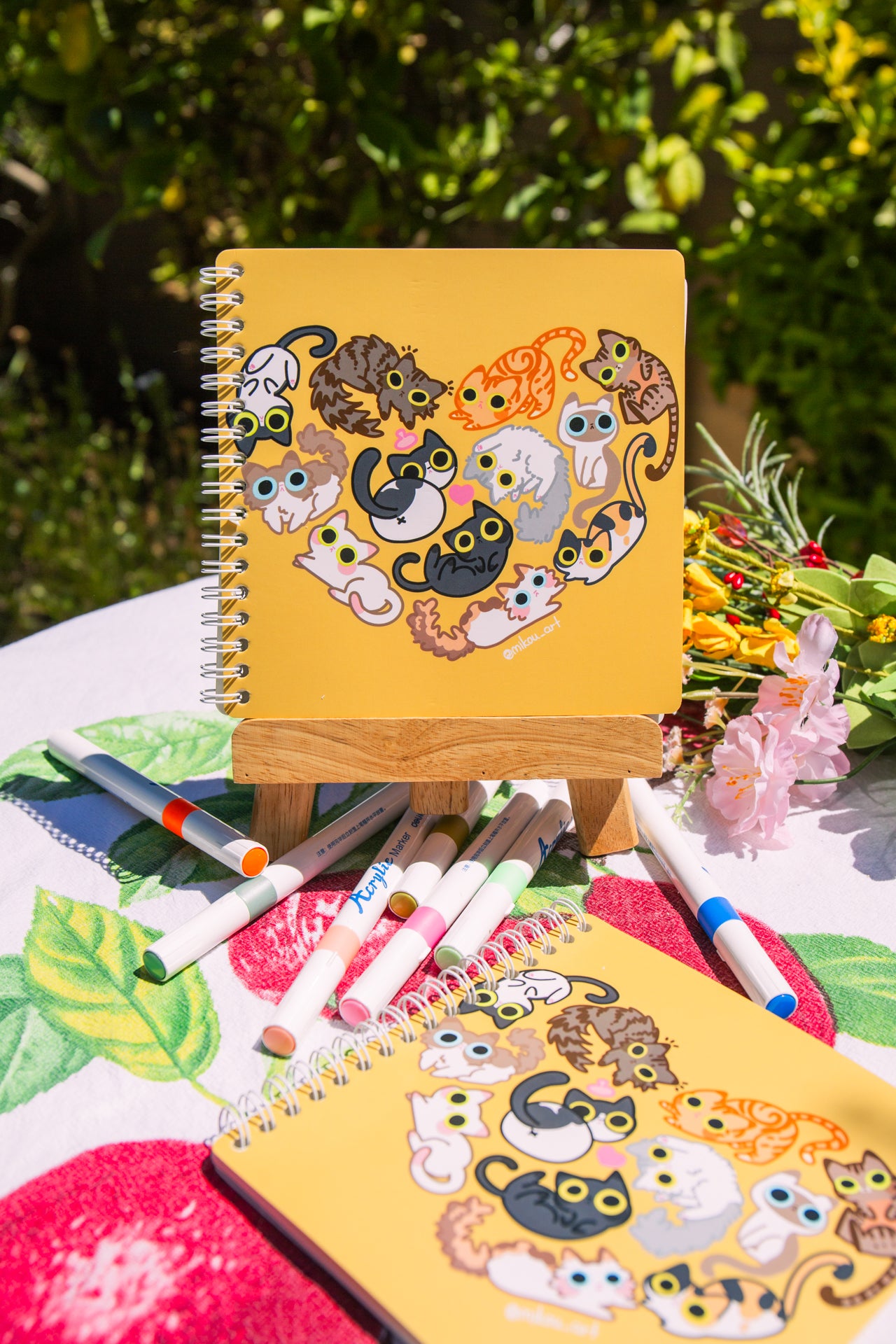 Cute Reusable Sticker Book | Feline Love Heart | 6x6 | Double Side | 40 Pages | Mikou Original Art