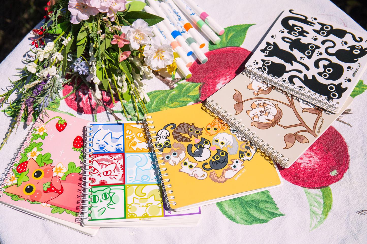 Cute Reusable Sticker Book | Feline Love Heart | 6x6 | Double Side | 40 Pages | Mikou Original Art