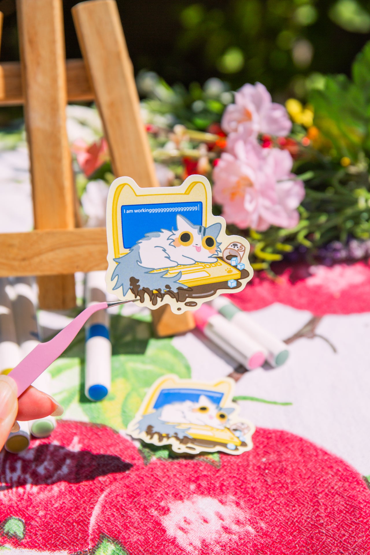 Vinyl Sticker | "Hard Working" Kitty | 3 inch | Waterproof & Fade-Resistant |