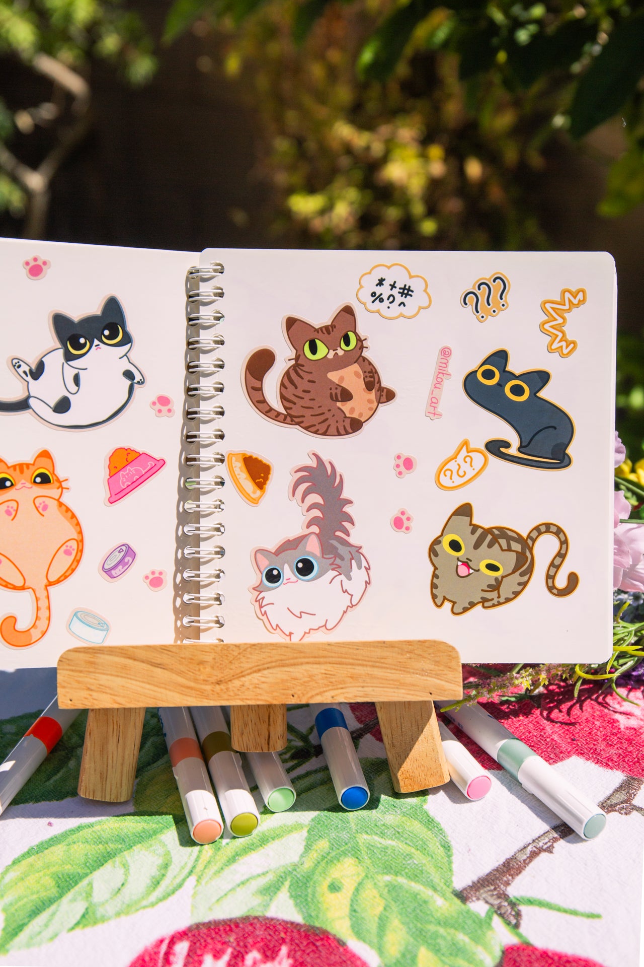 Cute Reusable Sticker Book | Feline Love Heart | 6x6 | Double Side | 40 Pages | Mikou Original Art