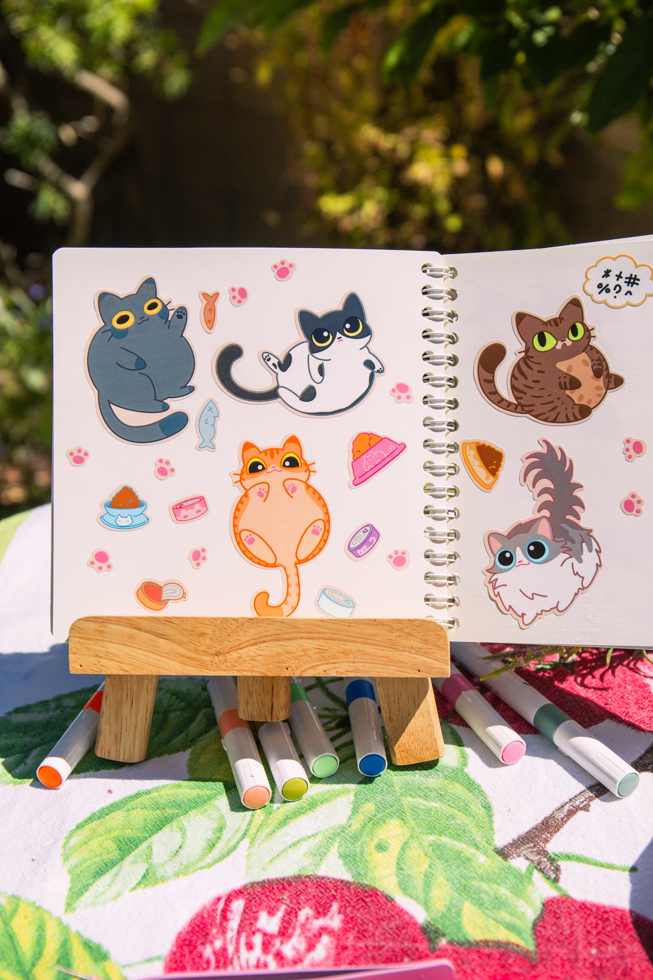 Cute Reusable Sticker Book | Feline Love Heart | 6x6 | Double Side | 40 Pages | Mikou Original Art