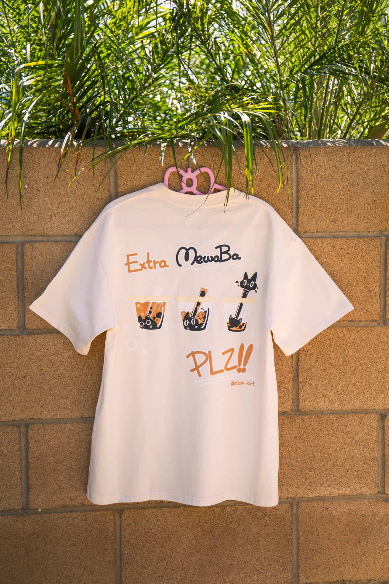Cute Mewoba Oversized T-Shirt | Double-Sided Pattern | Boba Cat | Unisex Tee | Mikou Original Art