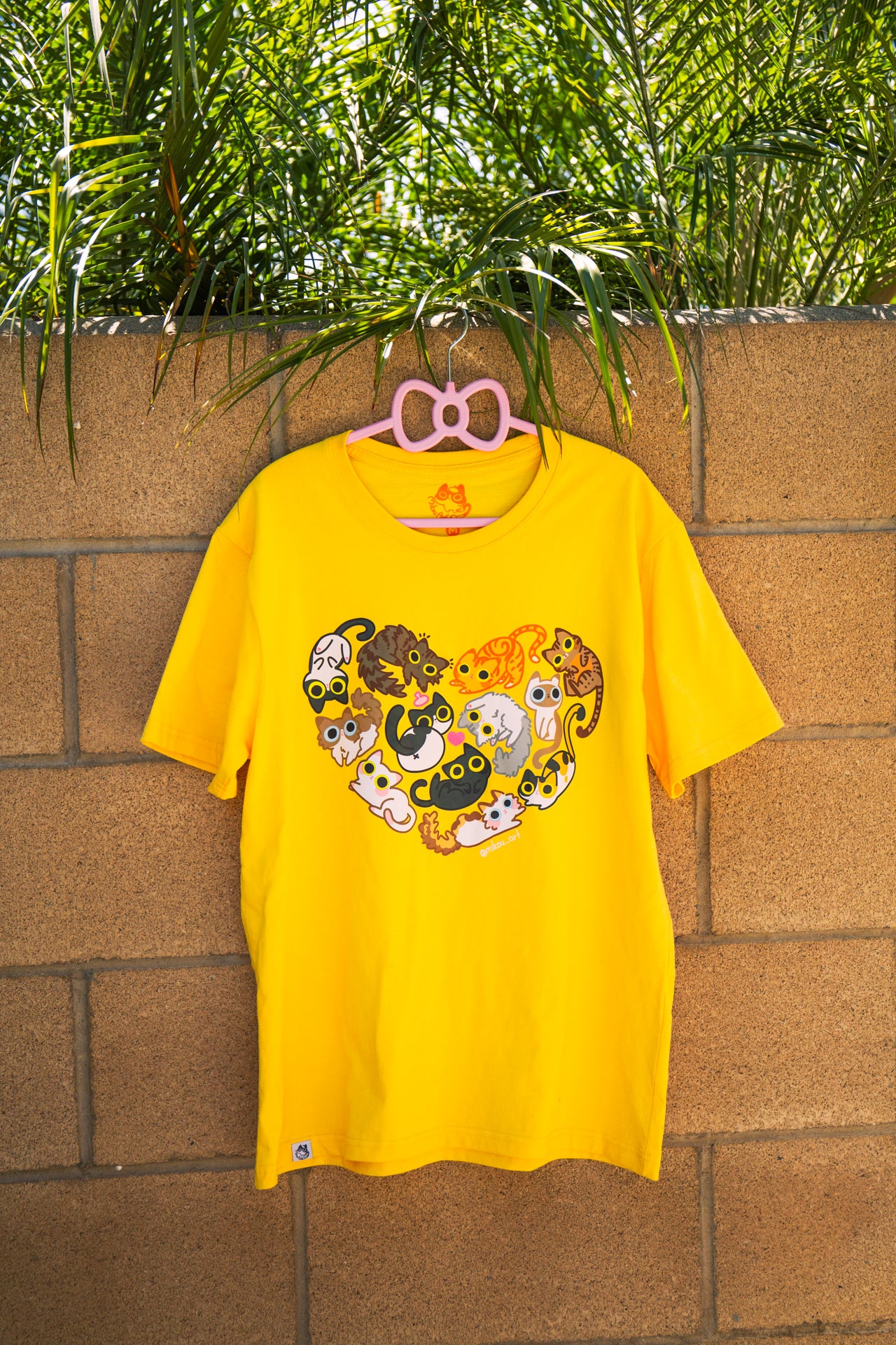 Feline Love Heart Crew T-Shirt | My Heart Jam-packed with Kitty Love | Unisex Tee | Mikou Original Art