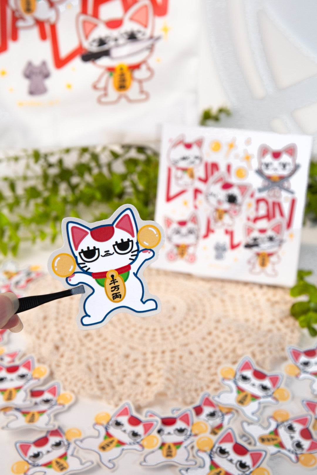 Vinyl Sticker | "Granny" Lucky Cat holding balls | Anime Inspired | 3 inch | Waterproof & Fade-Resistant