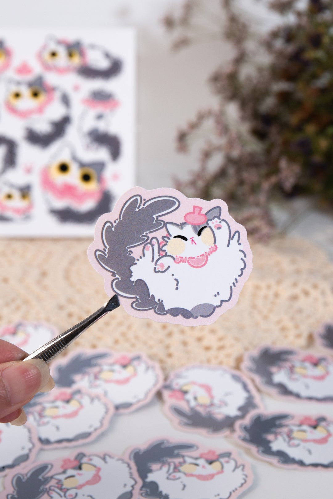 Vinyl Sticker | lazy Fluffy Kitty | 3 inch | Waterproof & Fade-Resistant |