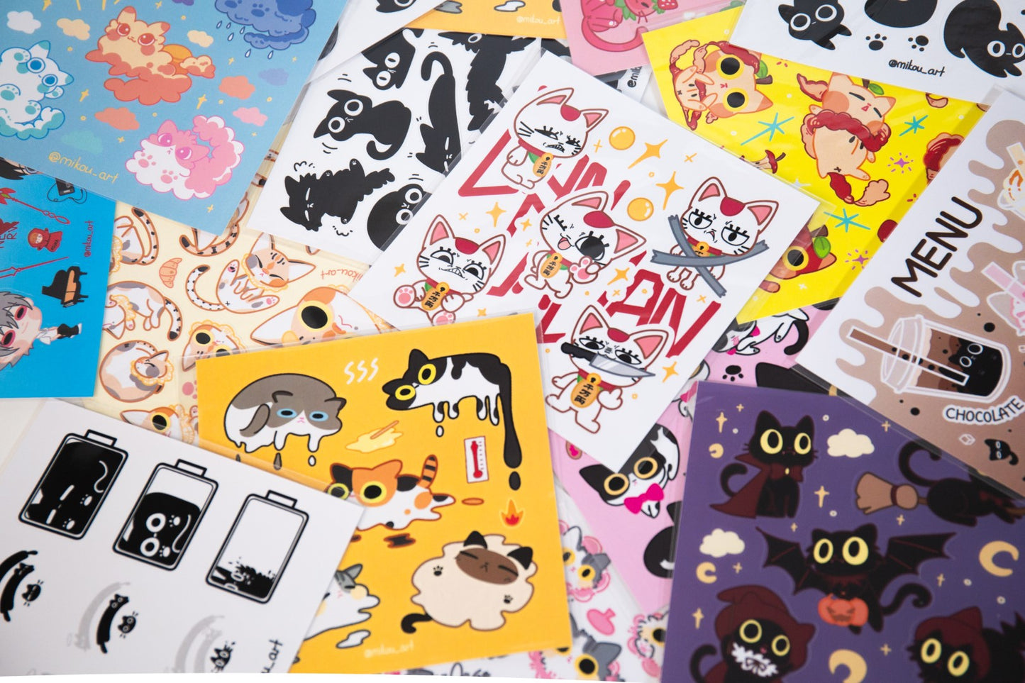 Sticker Sheet | Maneki Neko "Granny" | 5.5x5.5 inch | Waterproof & Fade-Resistant | Gift for Cat Lovers | Mikou Original Art