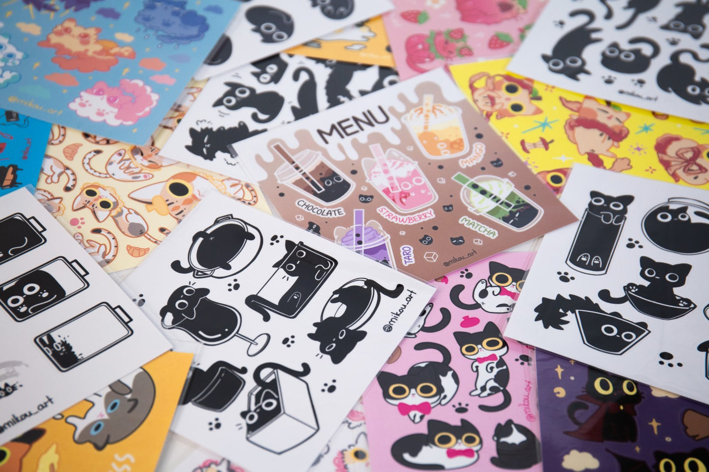 Sticker Sheet | Tuxedo Cat "Mayer" Collage | 5.5x5.5 inch | Waterproof & Fade-Resistant | Gift for Cat Lovers | Mikou Original Art
