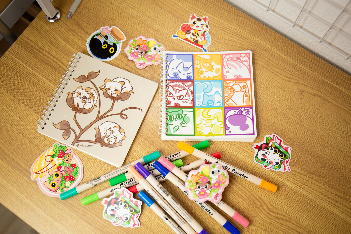 Cute Reusable Sticker Book | Cat In the Square | 6x6 | Double Sided | 40 Pages | Mikou Original Art8