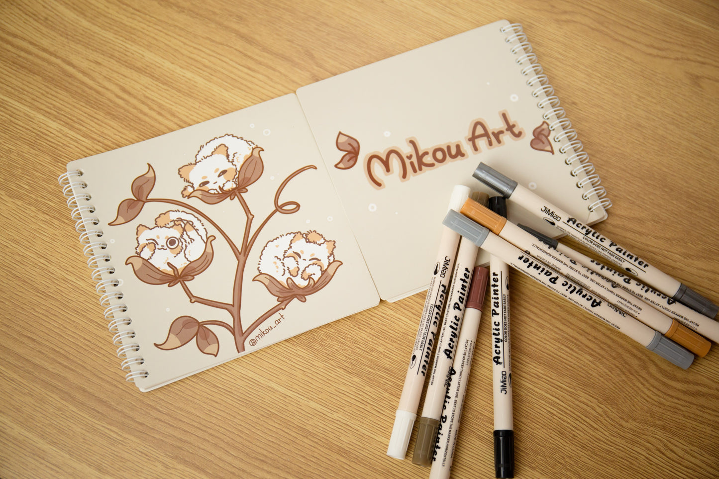 Cute Reusable Sticker Book | Cotton Cat Tree | 6x6 | Double Side | 40 Pages | Mikou Original Art