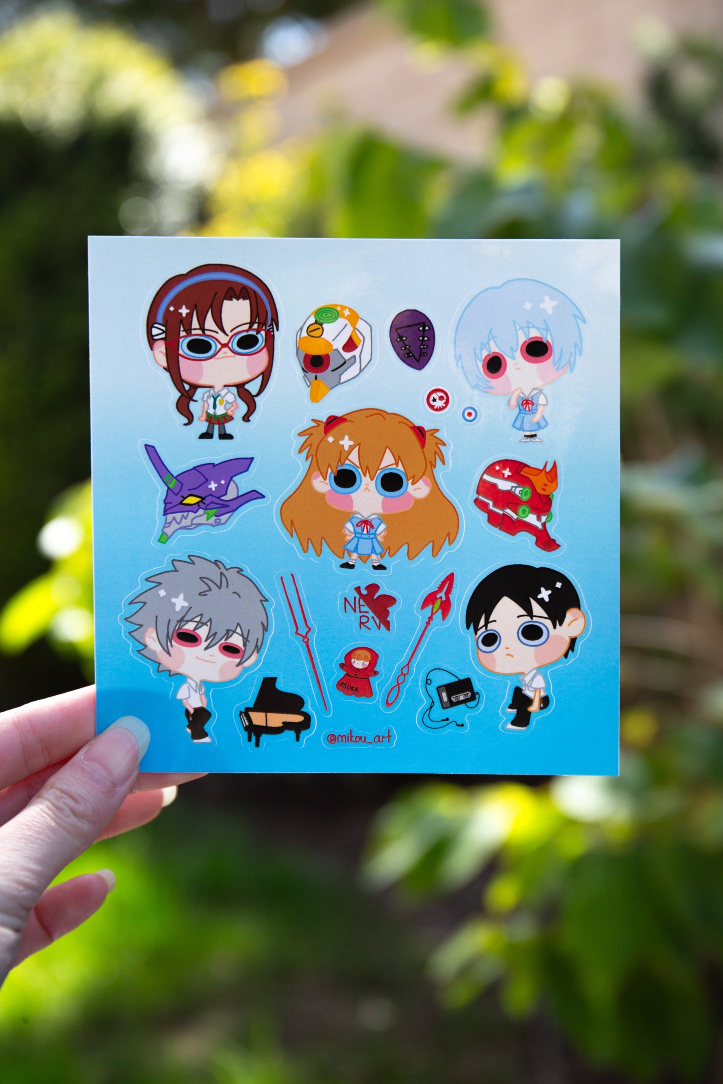 Sticker Sheet | EVA Character Collage | 5.5x5.5 inch | Waterproof & Fade-Resistant |