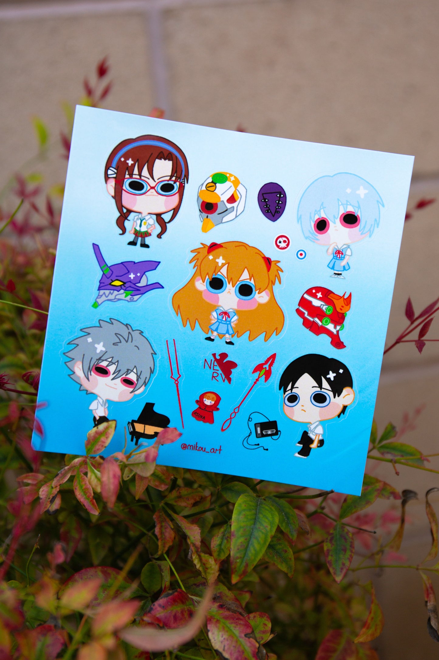 Sticker Sheet | EVA Character Collage | 5.5x5.5 inch | Waterproof & Fade-Resistant |