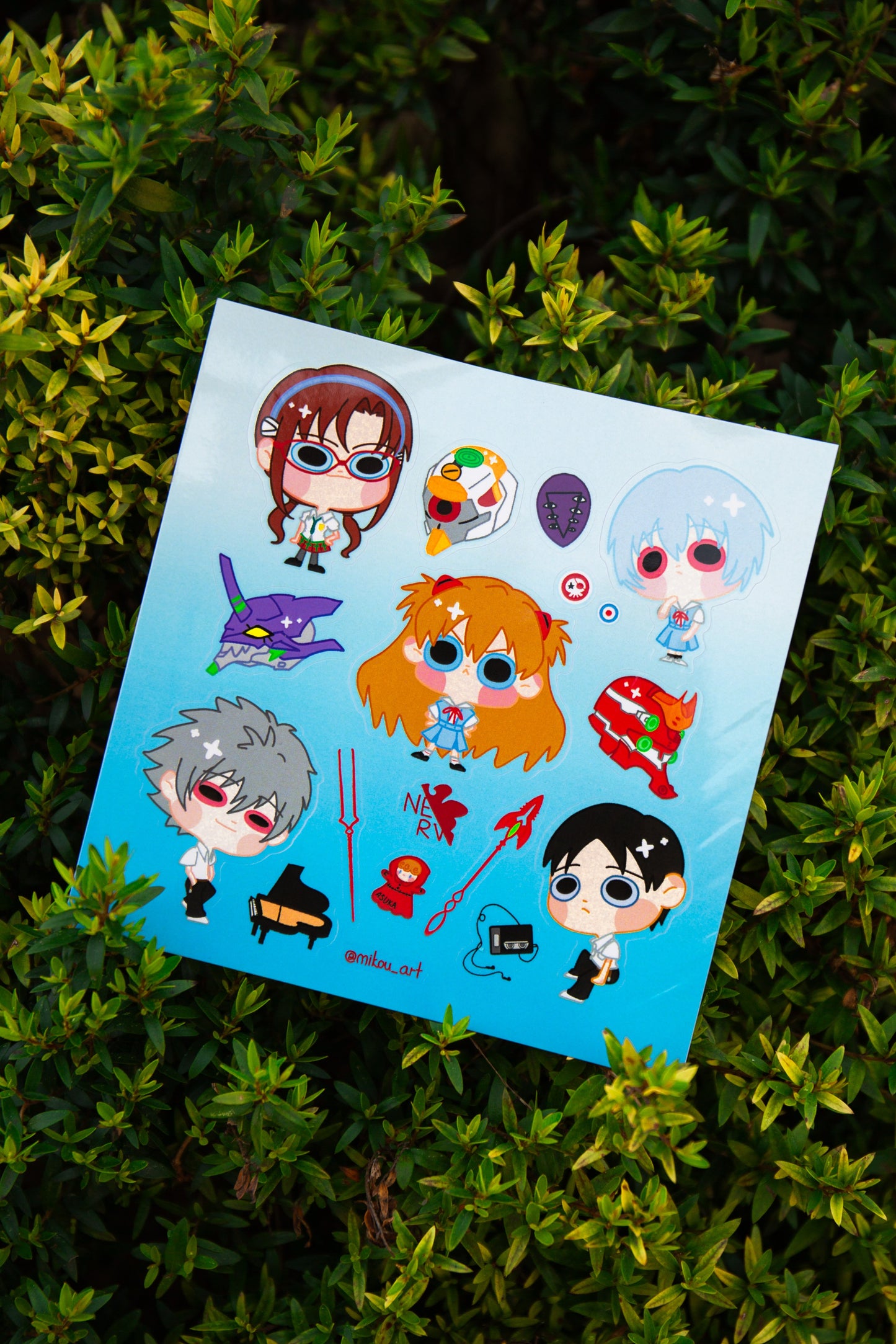 Sticker Sheet | EVA Character Collage | 5.5x5.5 inch | Waterproof & Fade-Resistant |