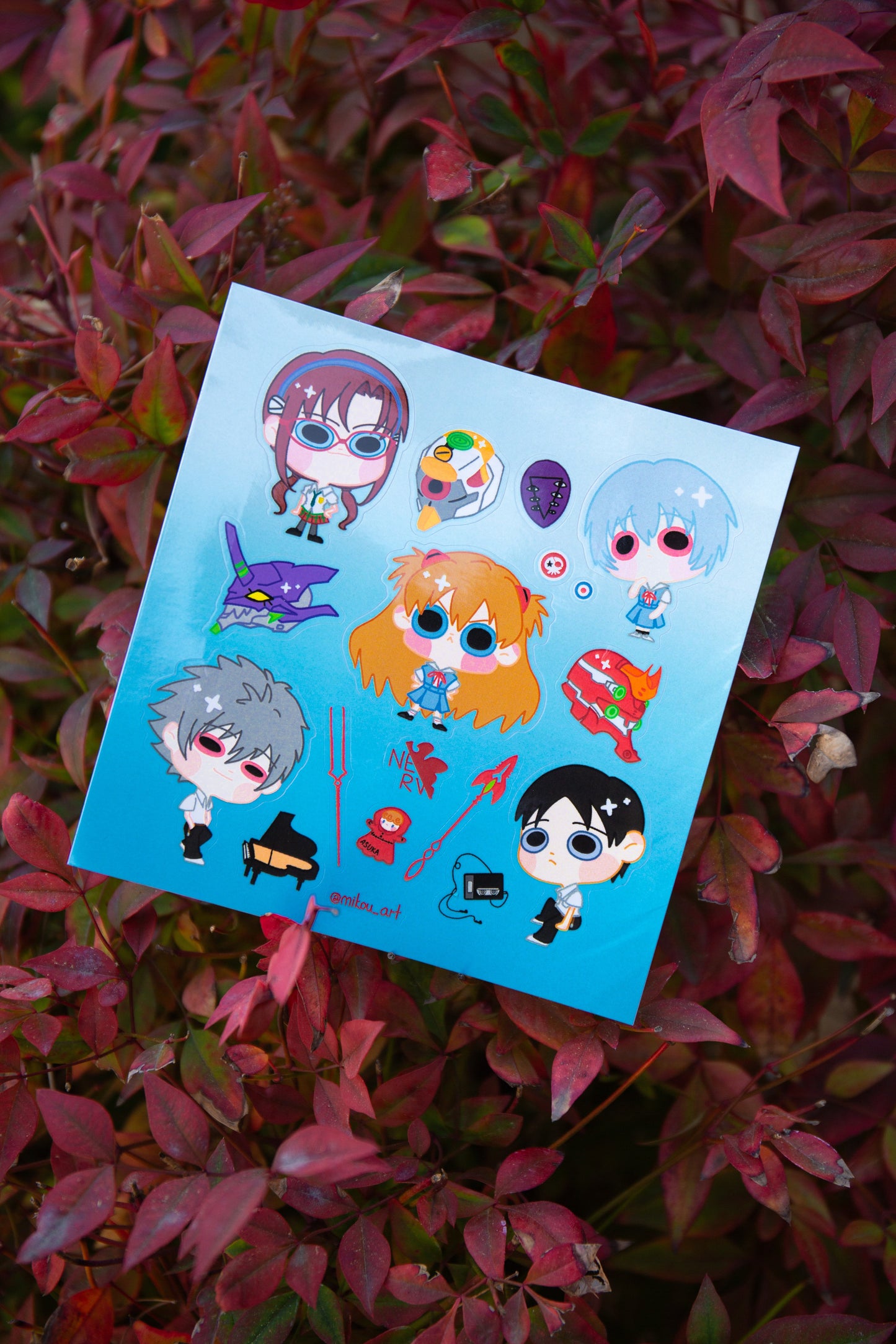 Sticker Sheet | EVA Character Collage | 5.5x5.5 inch | Waterproof & Fade-Resistant |