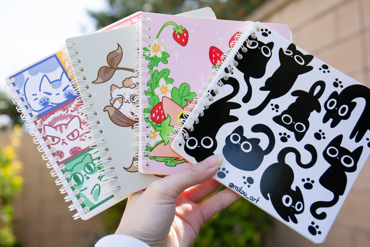 Reusable Sticker Book | Black Inky Cat | 6x6 | Double Sided | 40 Pages | Glowing Patterm | Mikou Original Art