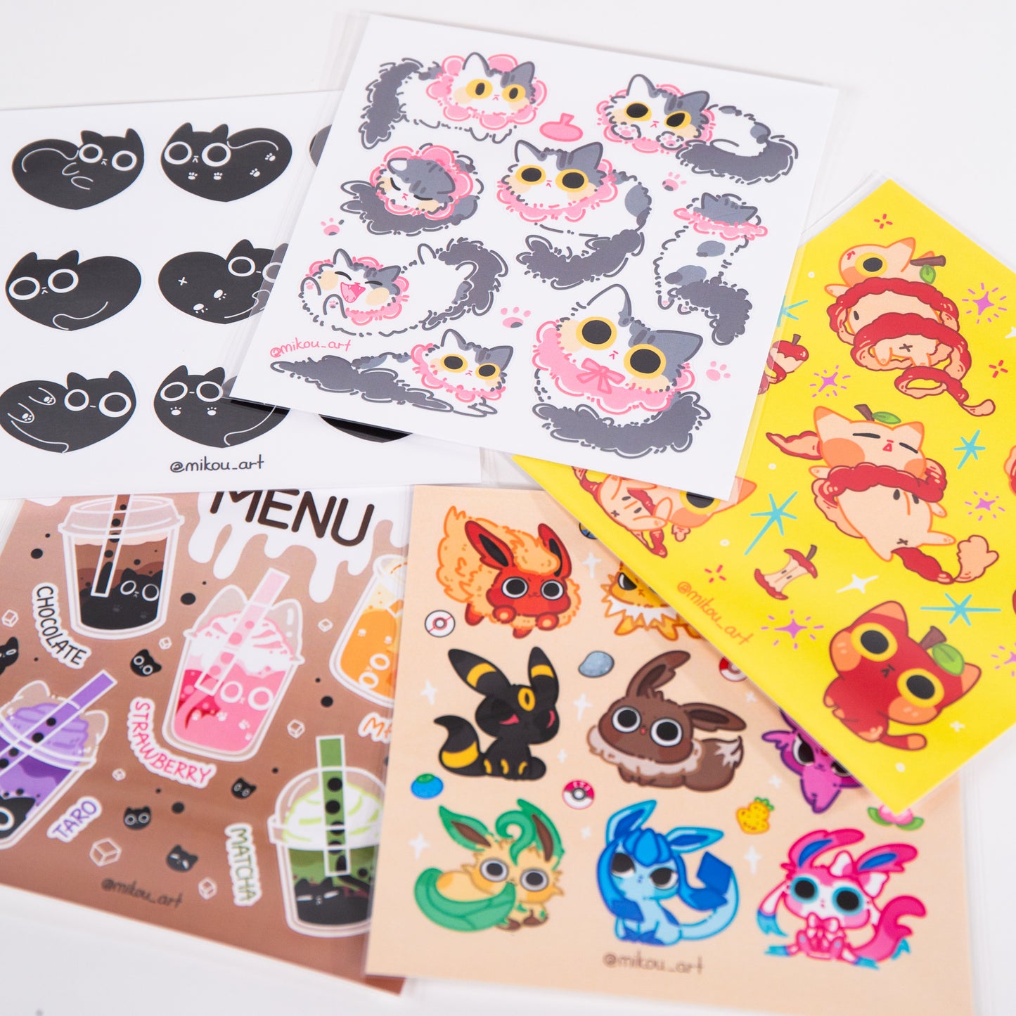 Sticker Sheet | Tuxedo Cat "Mayer" Collage | 5.5x5.5 inch | Waterproof & Fade-Resistant | Gift for Cat Lovers | Mikou Original Art