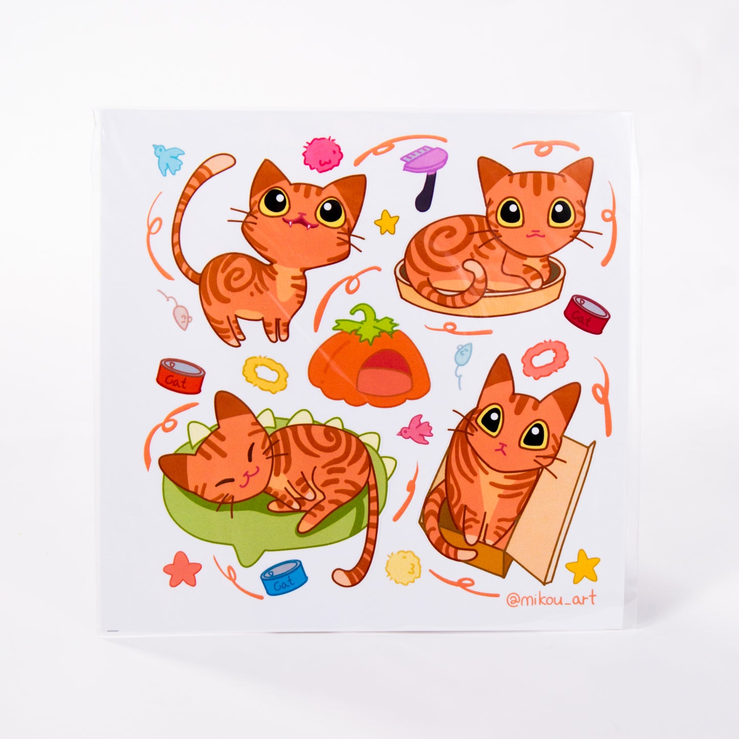 Orange Cat Collage Vinyl Sticker Sheet | 5.5x5.5 inch | Mikou Original Art