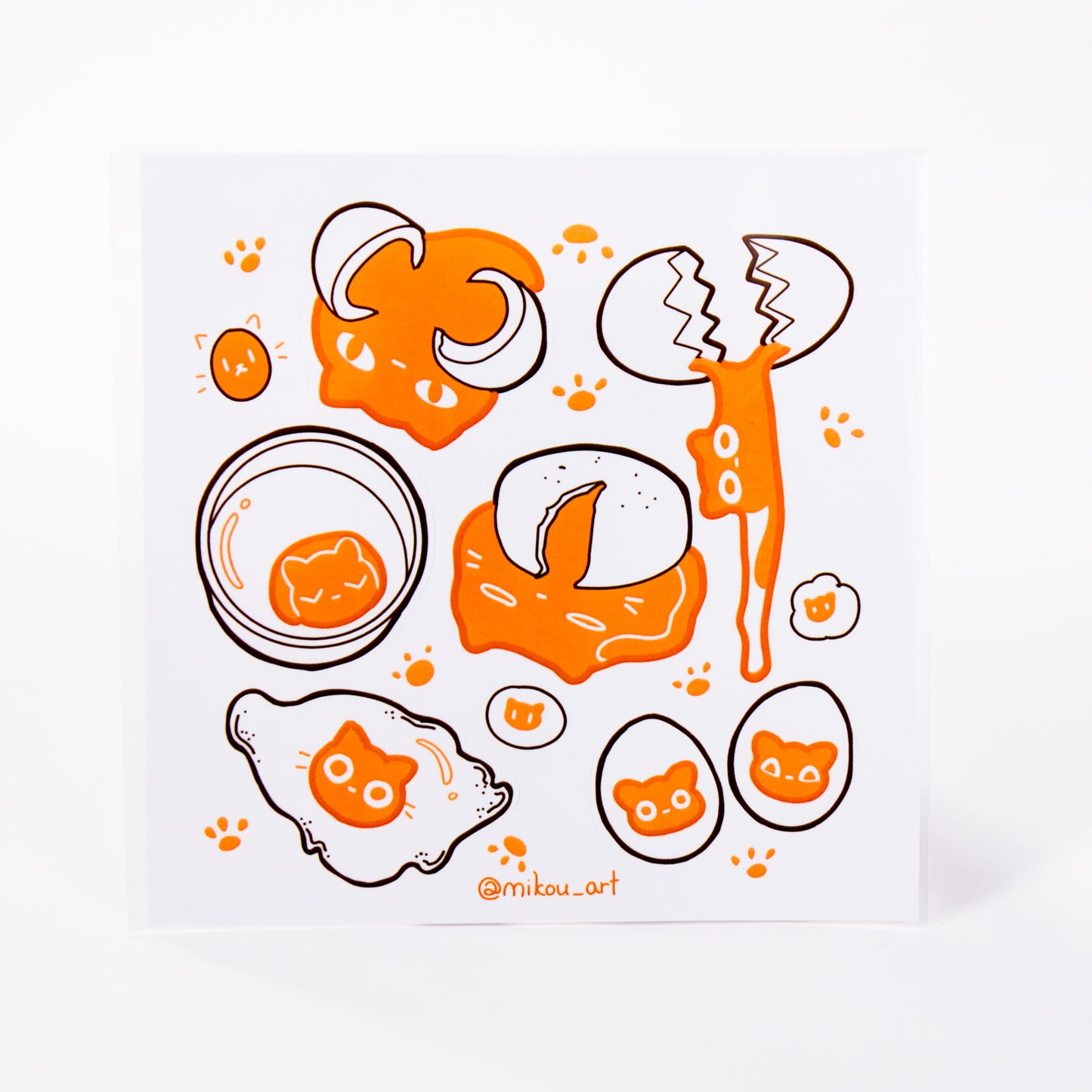 Whimsical Yolk Cat Collage Vinyl Sticker Sheet | 5.5x5.5 inch | Waterproof, and Fade-Resistant | Gift for Cat Lovers | Mikou Original Art