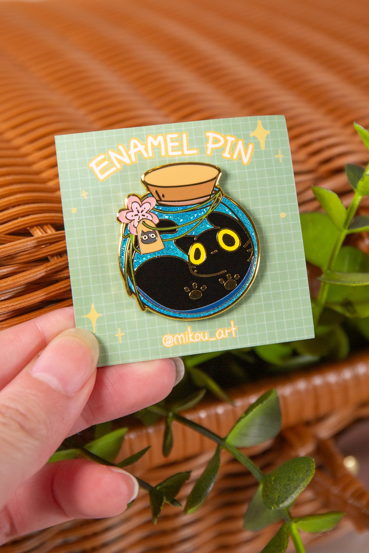 Black Cat Magical Potion Enamel Pin | Liquid Cat Serie | Mikou Original Art