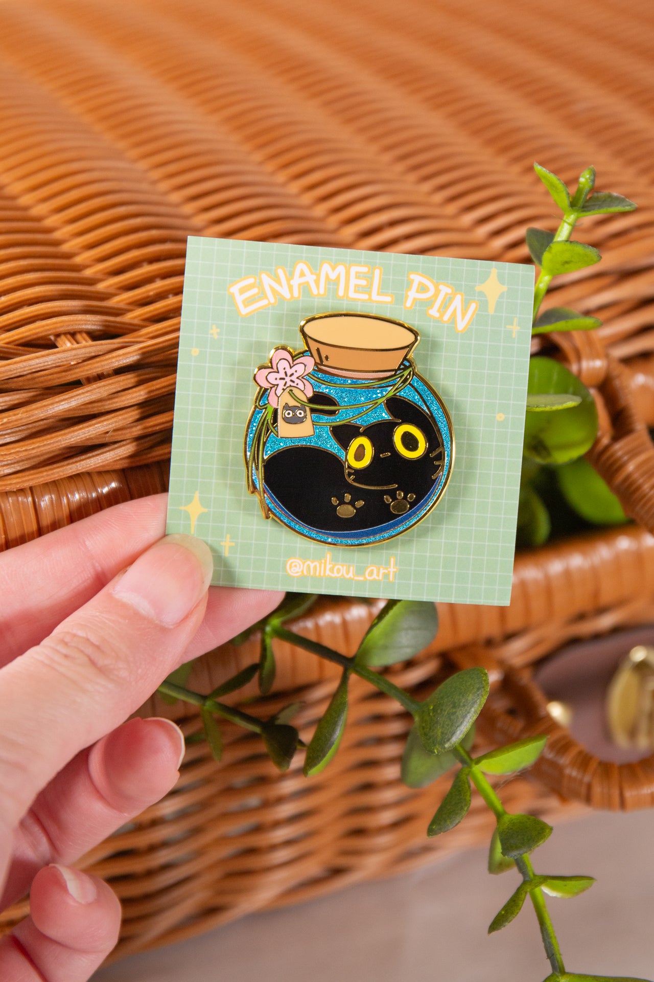 Black Cat Magical Potion Enamel Pin | Liquid Cat Serie | Mikou Original Art