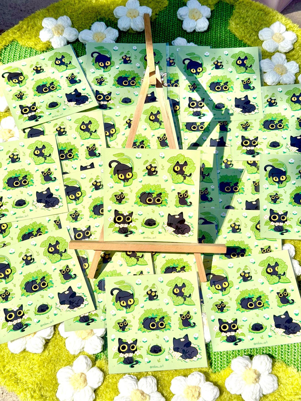 Black Cat Forest Sticker Sheet | Waterproof Vinyl Sheet (14x14cm)