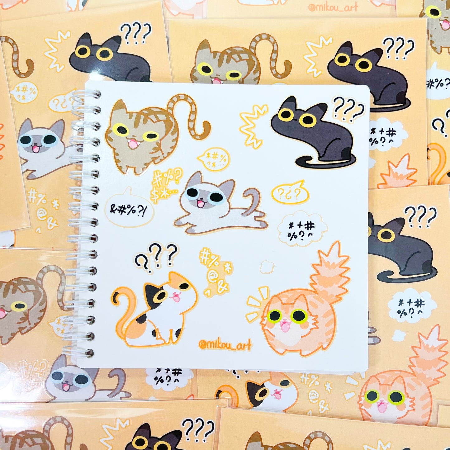 Ungrateful Cat Collage Vinyl Sticker Sheet | 5.5x5.5 inch | Mikou Original Art