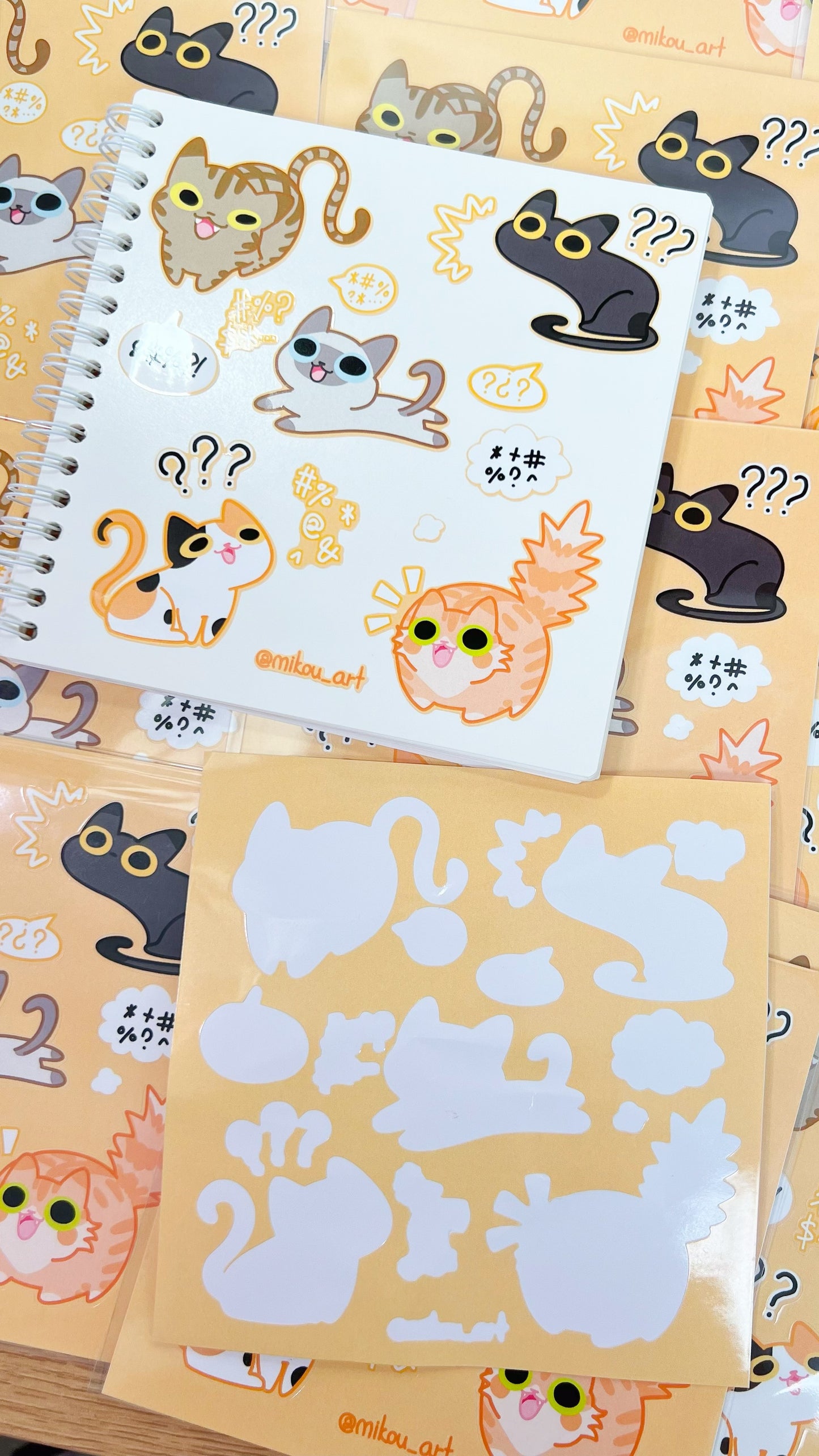 Ungrateful Cat Collage Vinyl Sticker Sheet | 5.5x5.5 inch | Mikou Original Art