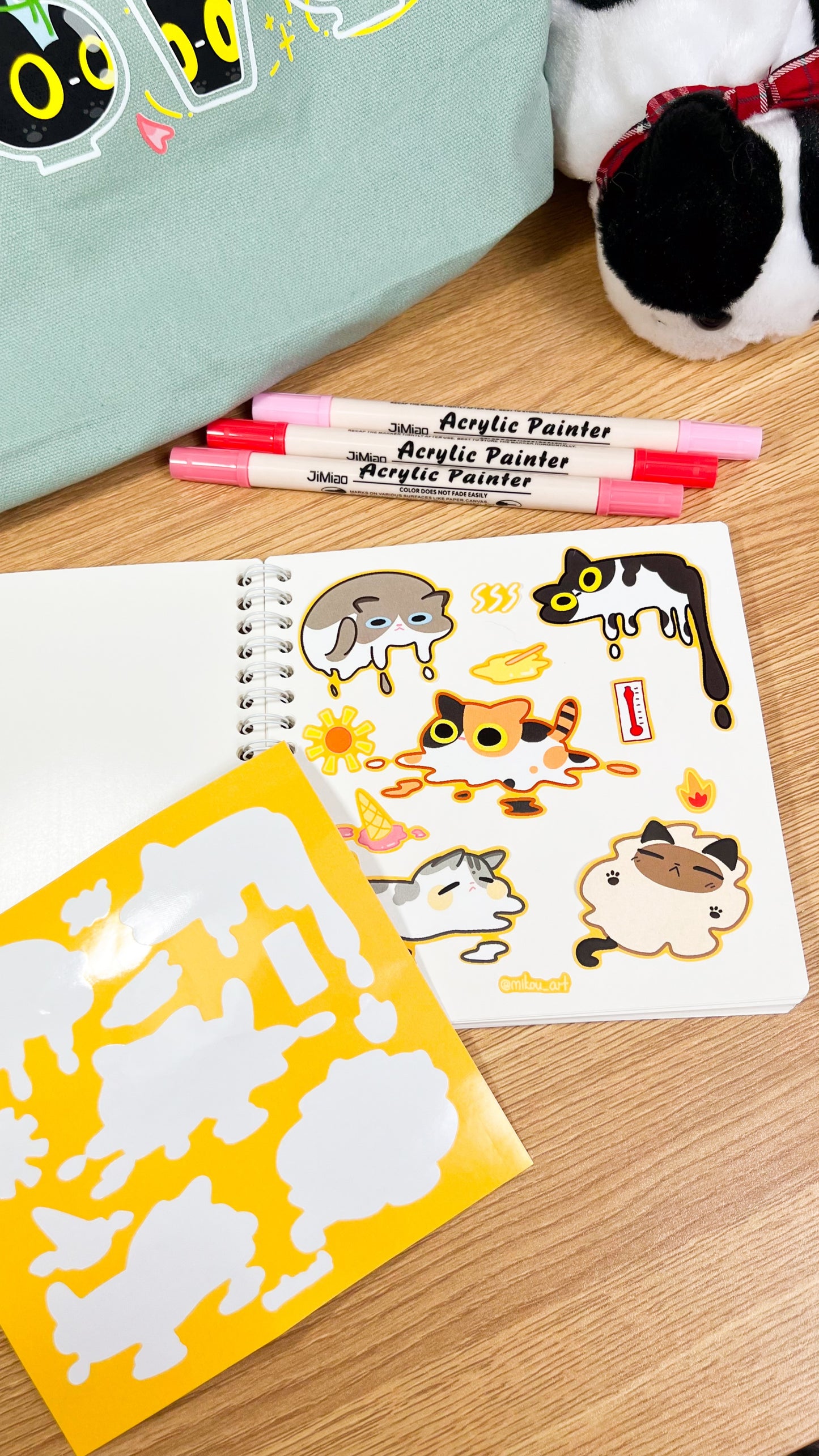 Sticker Sheet | Melting Cat Collage | 5.5x5.5 inch | Waterproof & Fade-Resistant | Gift for Cat Lovers | Mikou Original Art