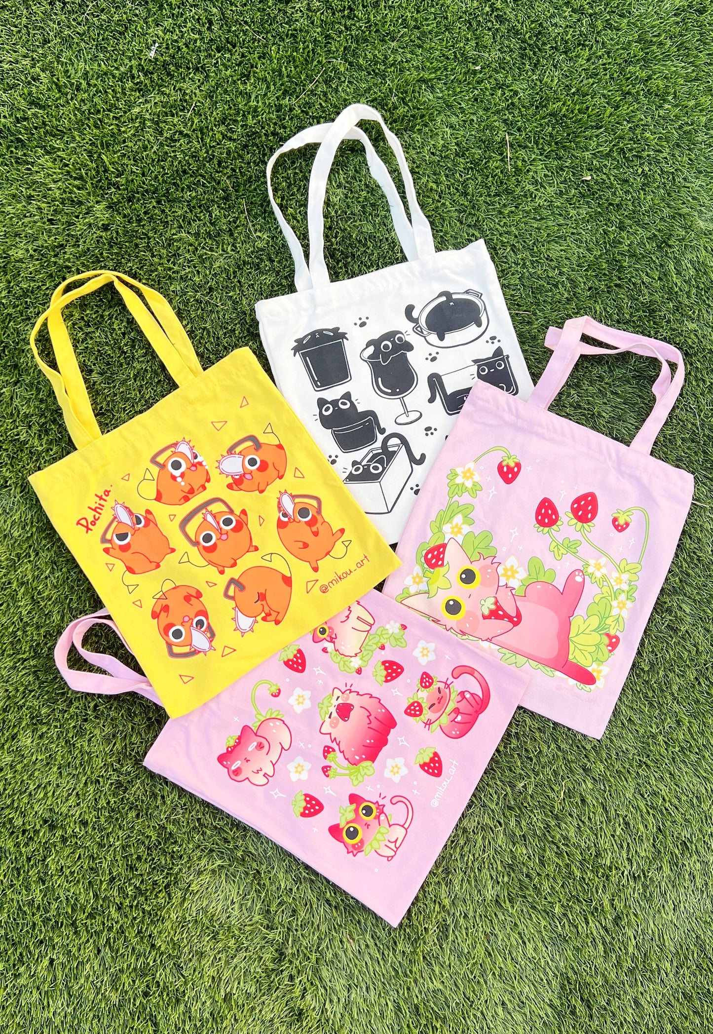 Full of Liquid Cats Cotton Tote Bag Ver 2| 100% Cotton | Gift for Cat Lovers | Handmade, Durable and Functional | Mikou Original Art