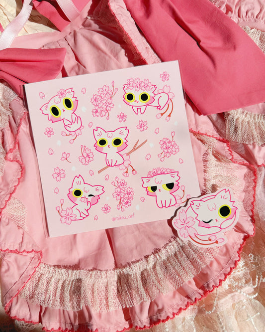 Sakura Cherry Blossom Kitty Vinyl Sticker