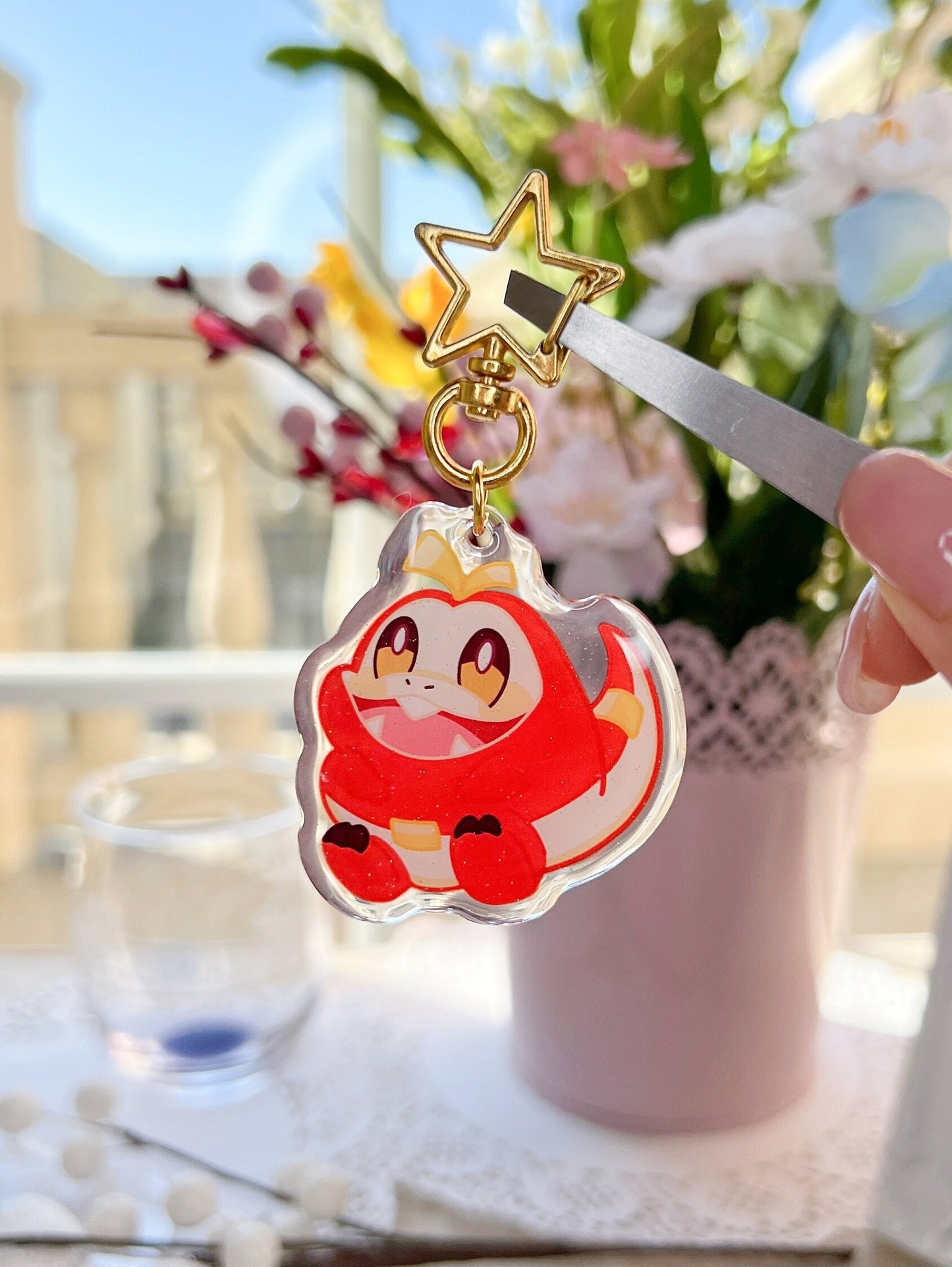 Fire Croco Epoxy Acrylic Keychain/Charm |Pokemon Scarlet & Violet Inspired
