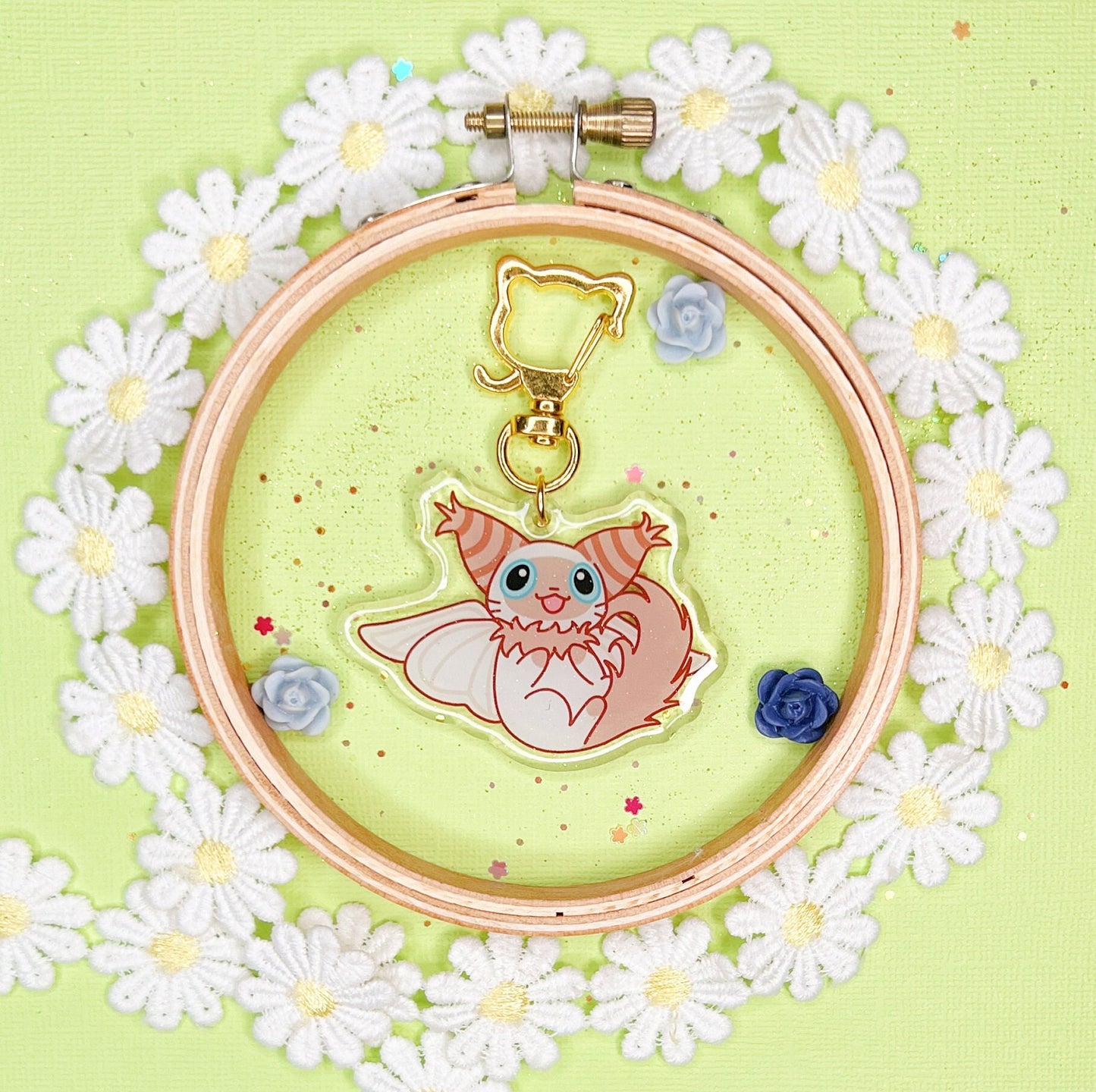 Cute Moth Ragdoll Cat Epoxy Acrylic Keychain/Charm | Mikou Original Art