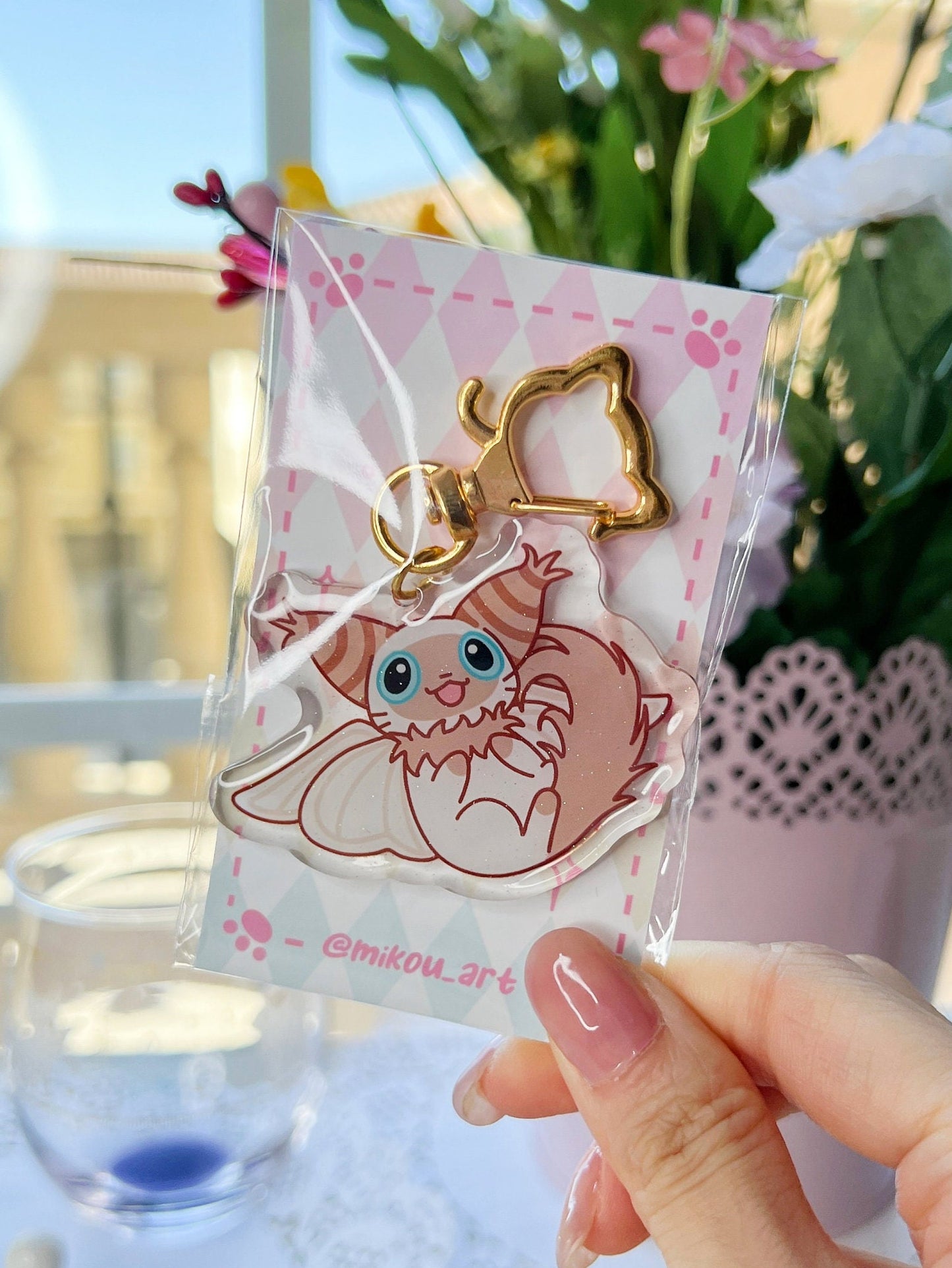 Cute Moth Ragdoll Cat Epoxy Acrylic Keychain/Charm | Mikou Original Art