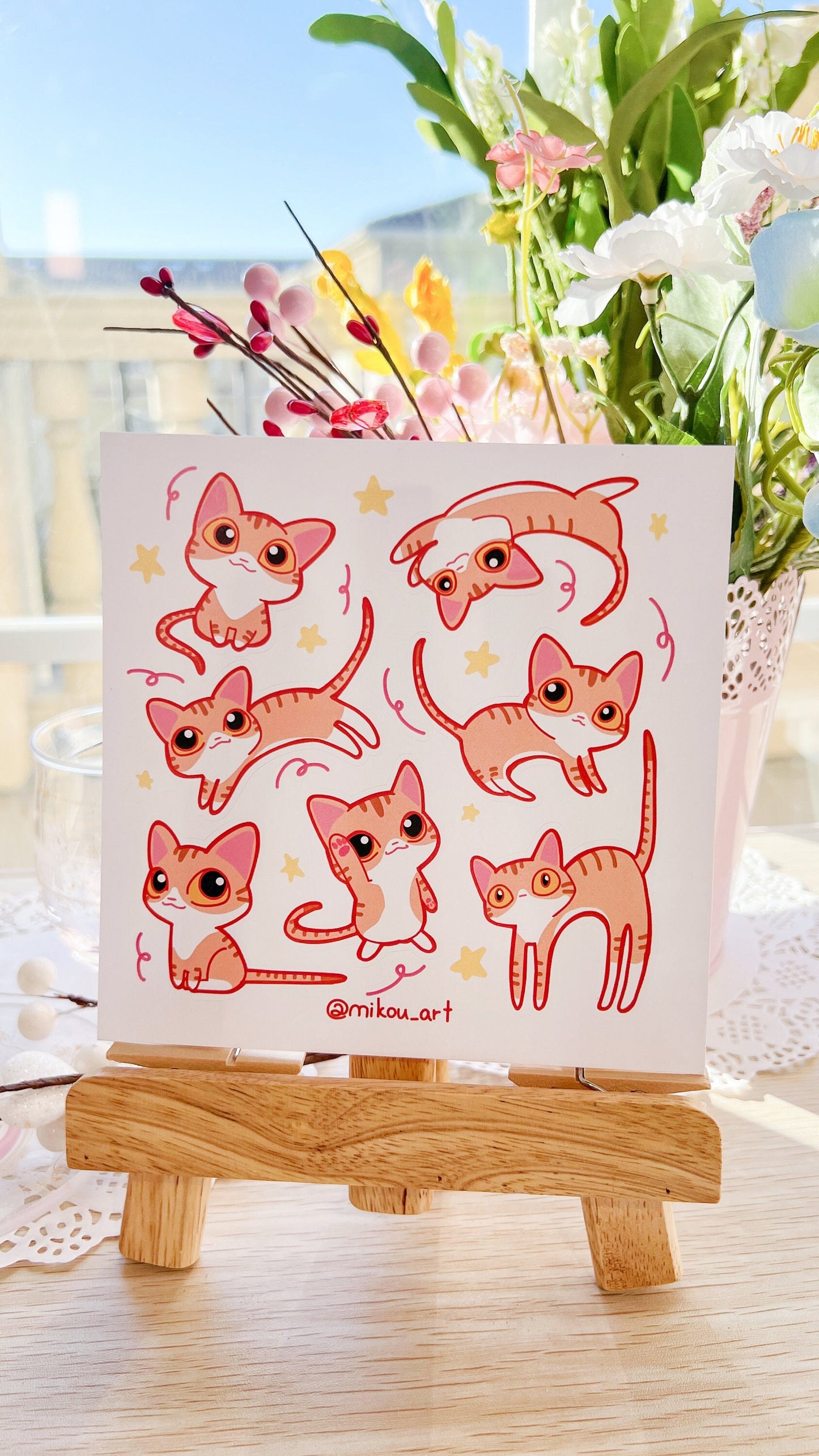 Ginger kitten Collage Vinyl Sticker Sheet | 5.5x5.5 inch | Waterproof, and Fade-Resistant | Gift for Cat Lovers | Mikou Original Art