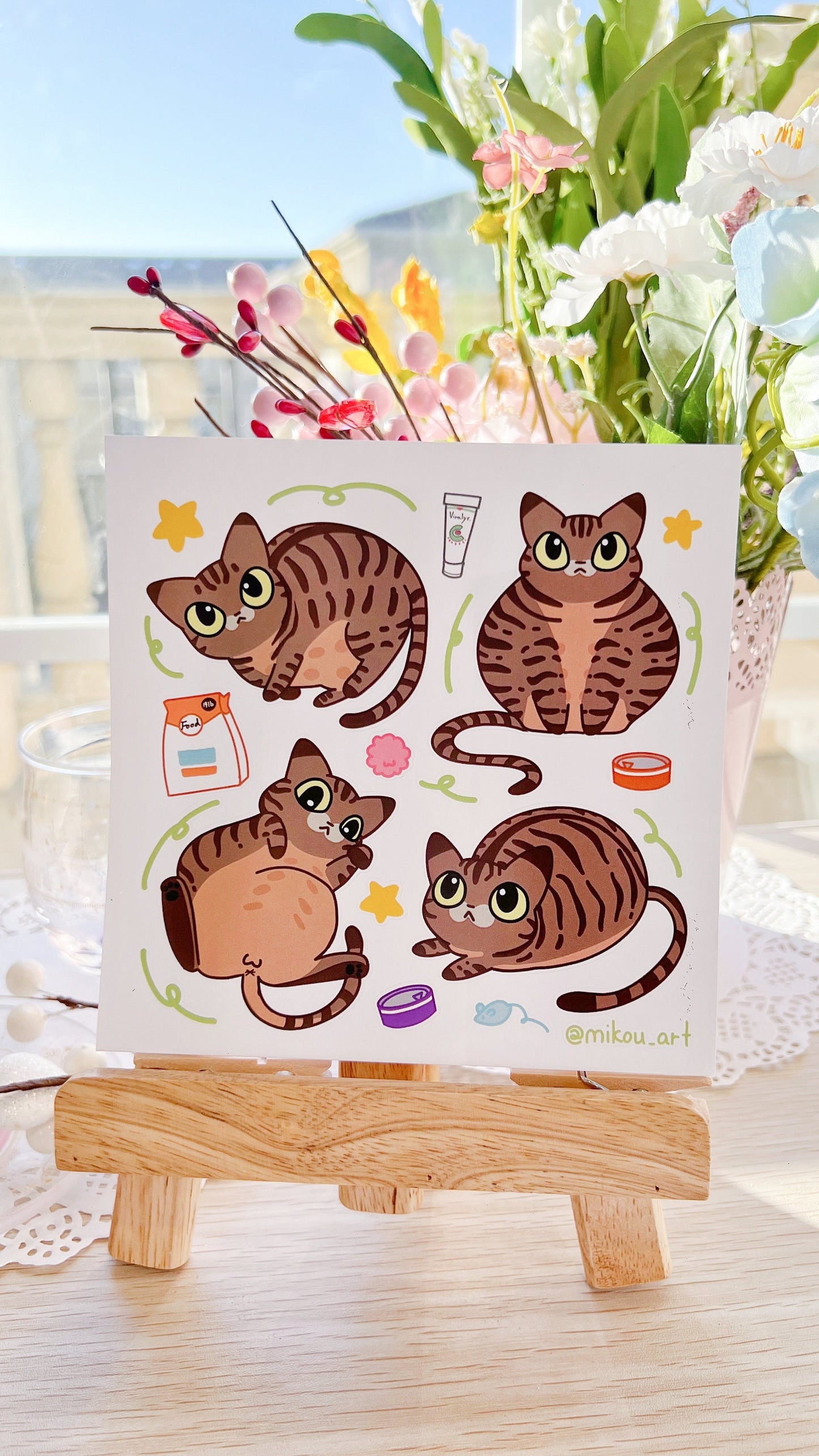 Chunky Cat Collage Vinyl Sticker Sheet | 5.5x5.5 inch | Waterproof, and Fade-Resistant | Mikou Original Art