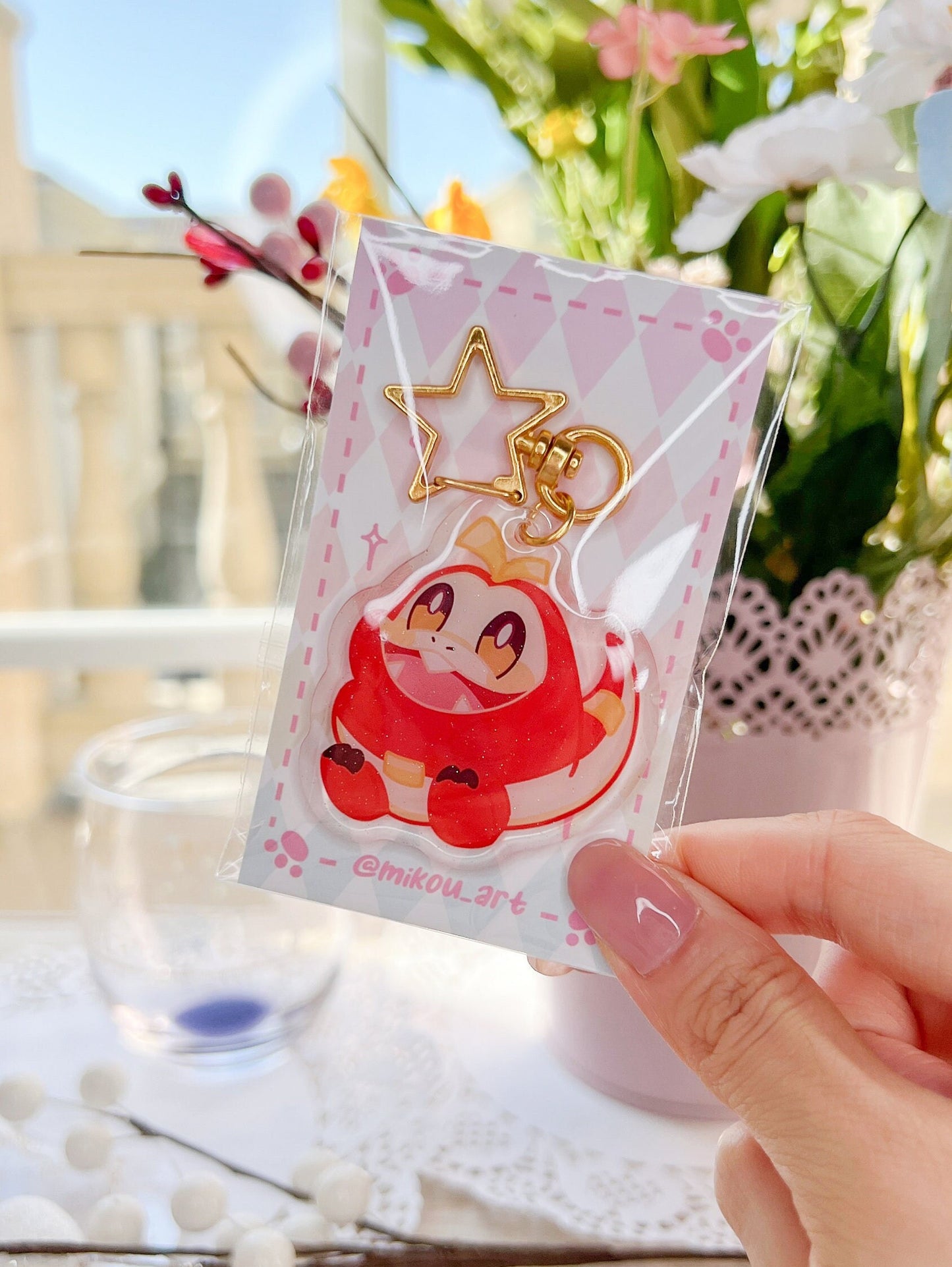 Fire Croco Epoxy Acrylic Keychain/Charm |Pokemon Scarlet & Violet Inspired