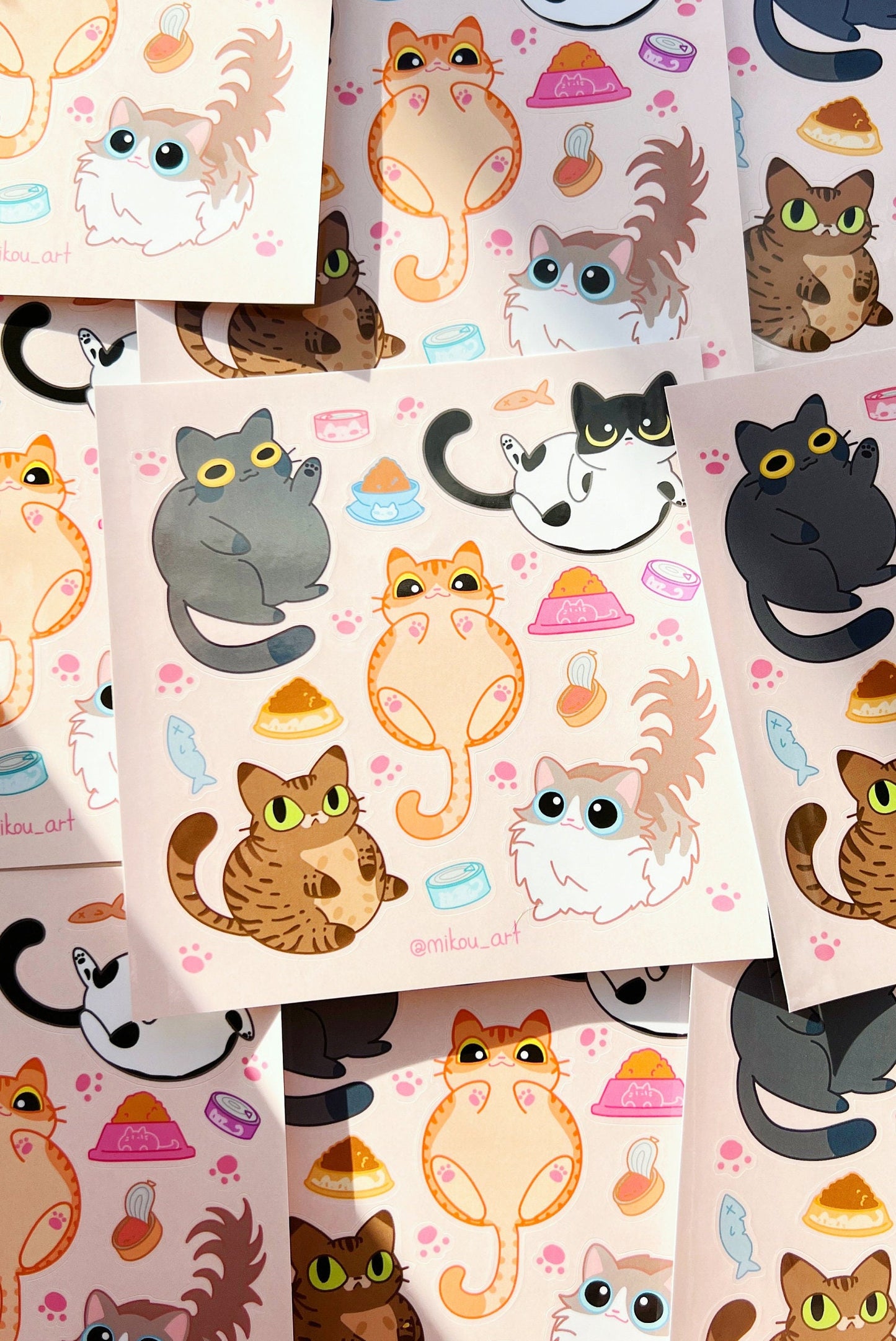 Sticker Sheet | Ballon Cats Collage | 5.5x5.5 inch | Waterproof, and Fade-Resistant | Gift for Cat Lovers | Mikou Original Art