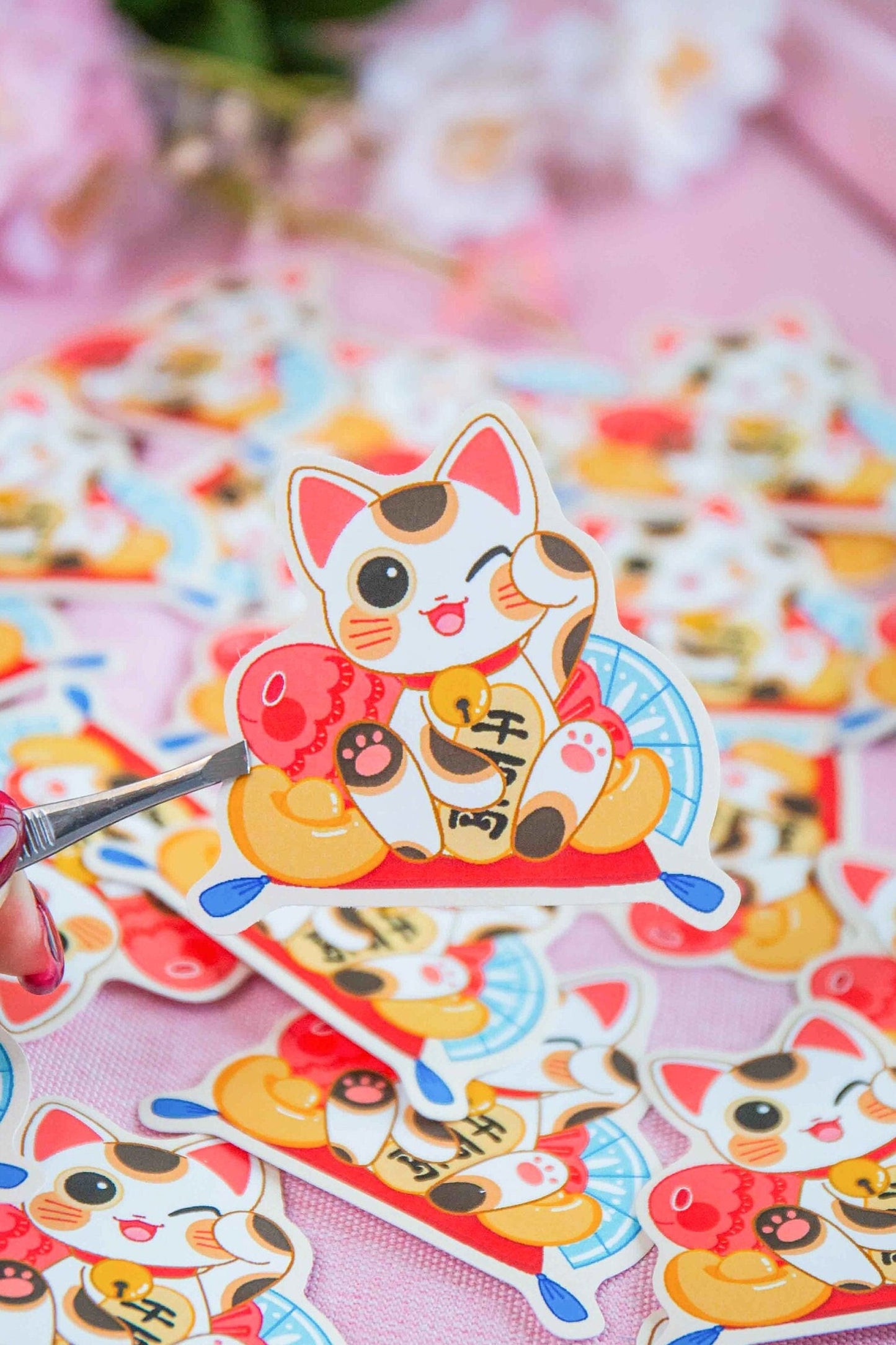 Vinyl Sticker | Cute Luck Cat(Maneki Neko) | 3 inch | Waterproof & Fade-Resistant |
