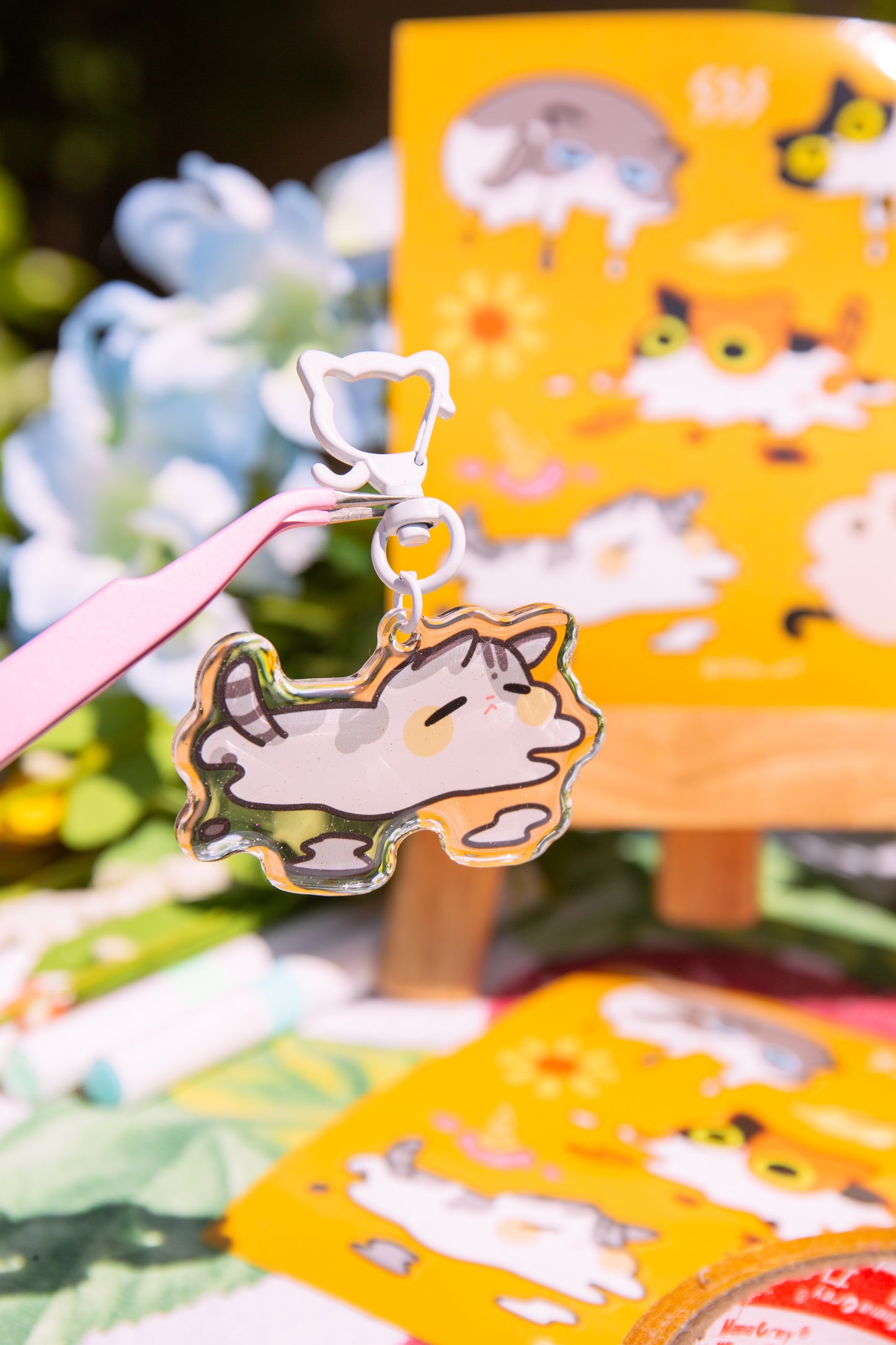 Melting Minute Kitty Epoxy Acrylic Keychain/Charm | Mikou Original Art