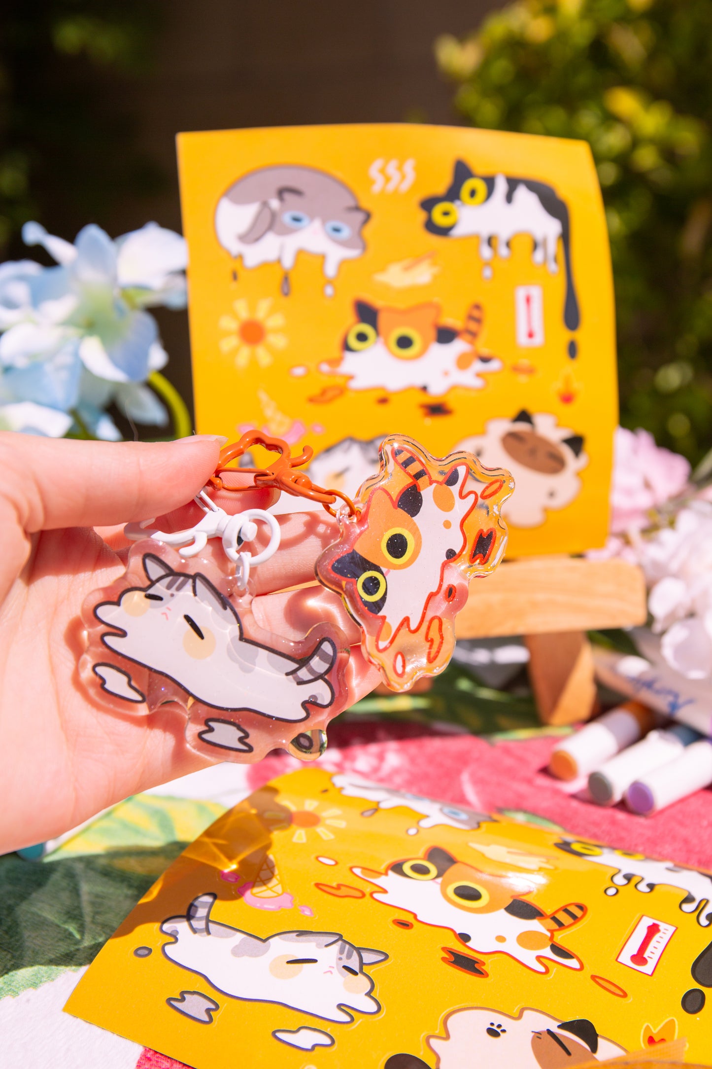 Melting Minute Kitty Epoxy Acrylic Keychain/Charm | Mikou Original Art