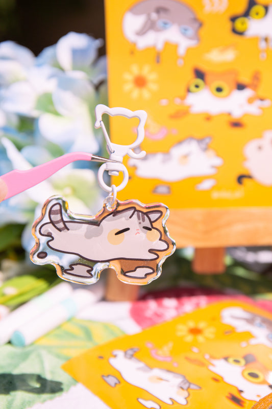 Melting Minute Kitty Epoxy Acrylic Keychain/Charm | Mikou Original Art