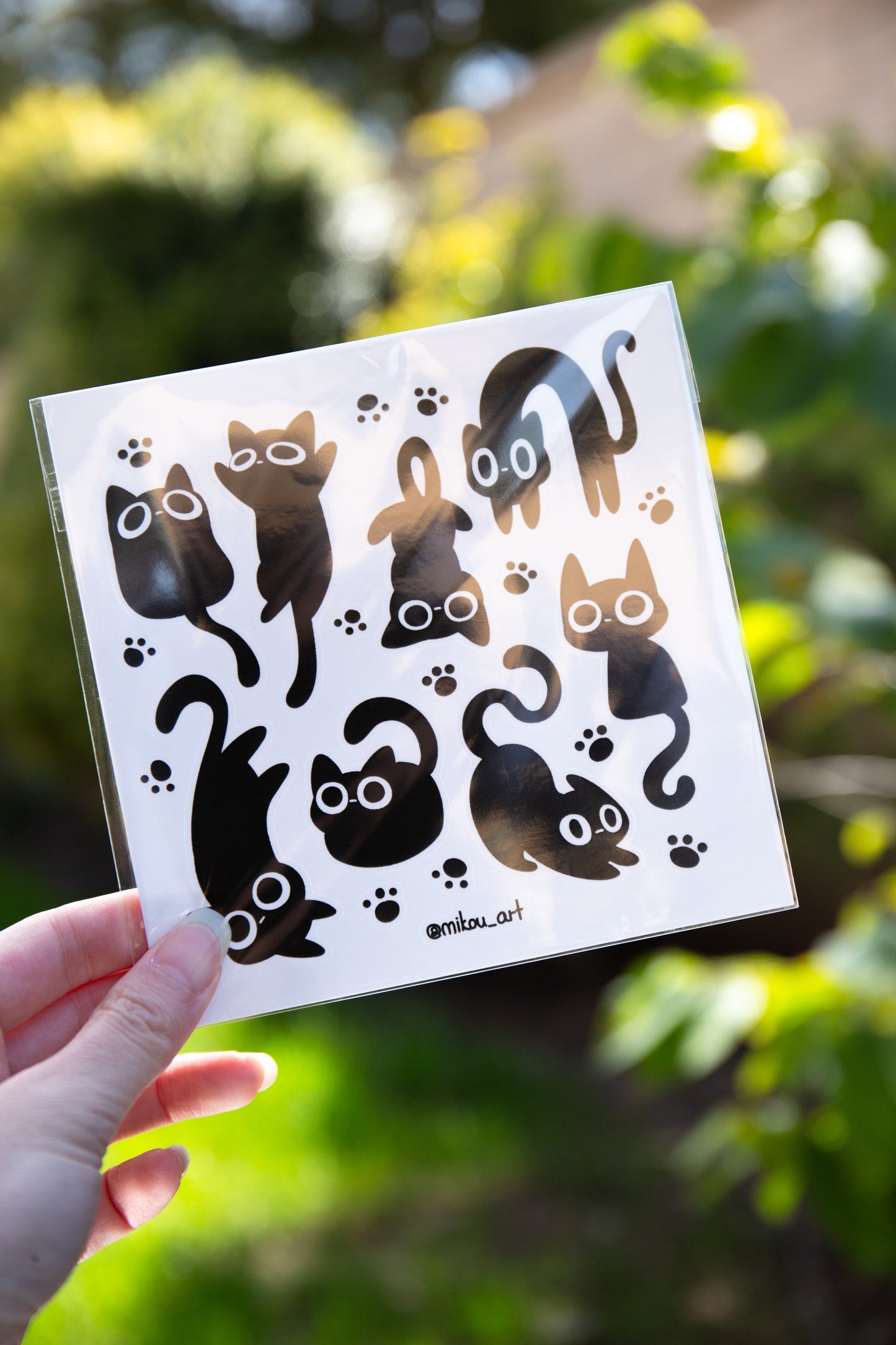 Sticker Sheet | Black Inky Cat Collage | 5.5x5.5 inch | Waterproof & Fade-Resistant | Gift for Cat Lovers | Mikou Original Art