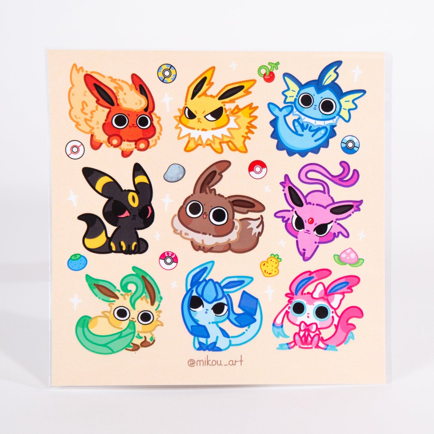 Sticker Sheet | Eevee evolution | 5.5x5.5 inch | Waterproof & Fade-Resistant | MikouArt Fan Art