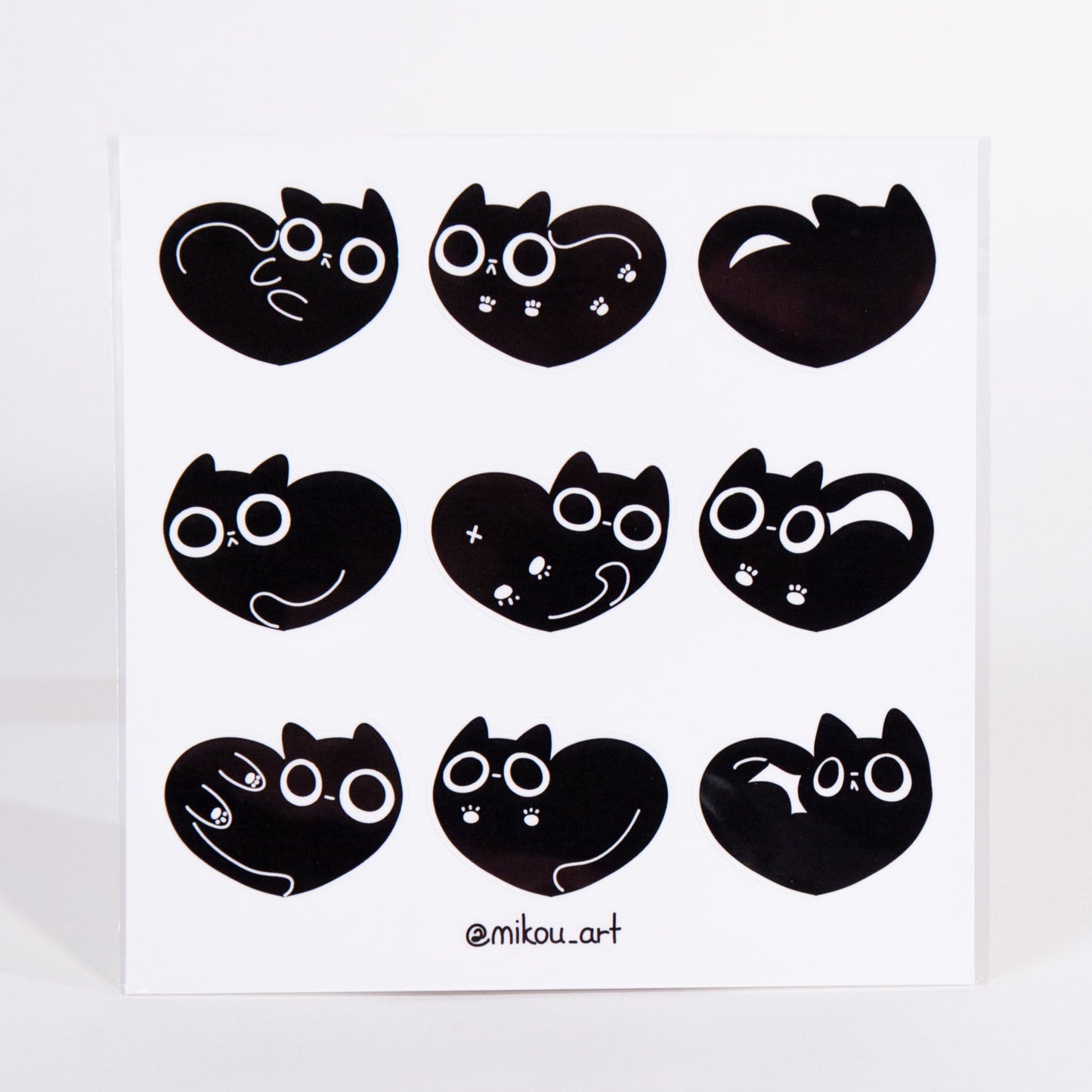 Sticker Sheet | Heart shape liquid cat | 5.5x5.5 inch | Gift for Cat Lovers | Mikou Original Art