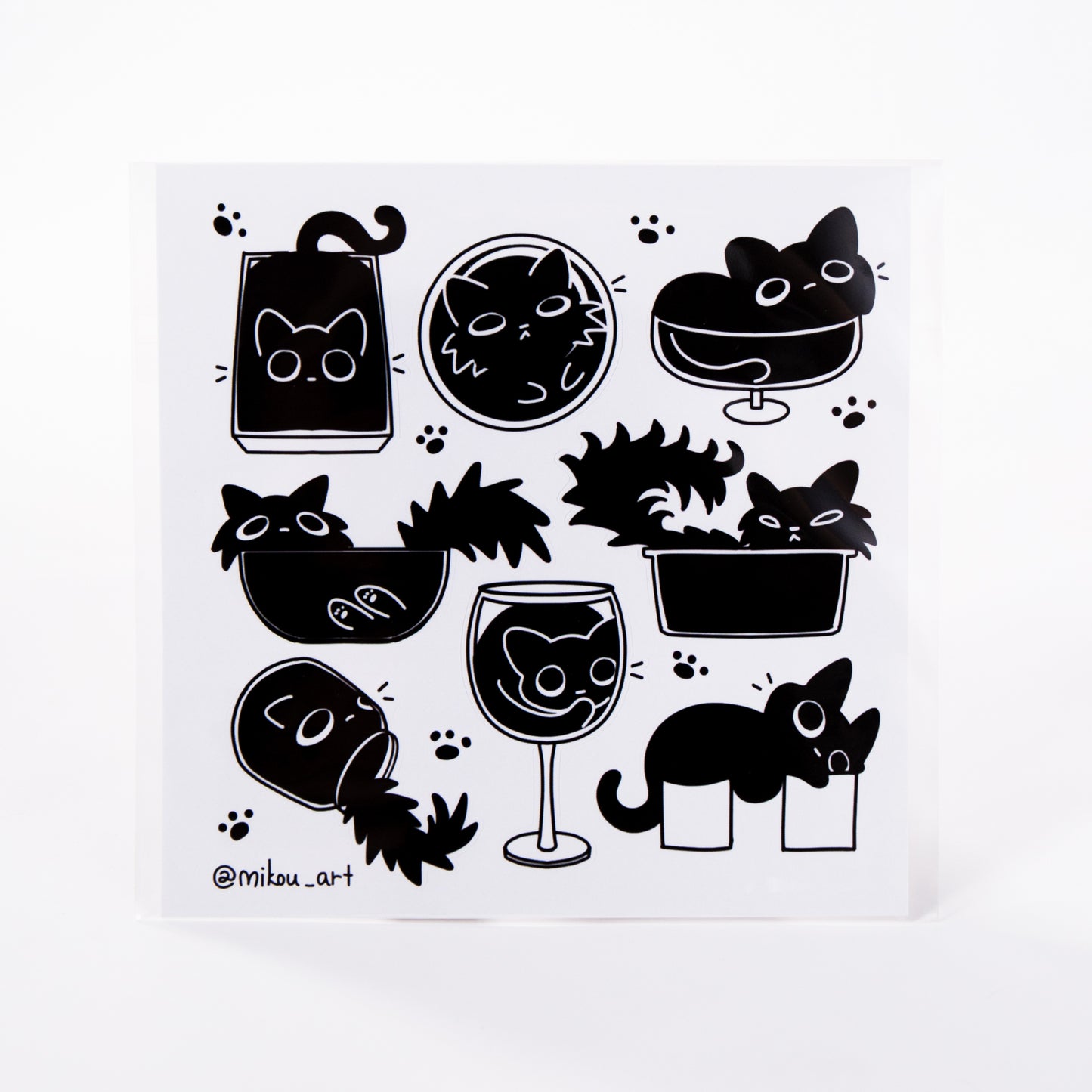 Liquid Cat Collage Vinyl Sticker Sheet Vol.2 | 5.5x5.5 inch | Mikou Original Art