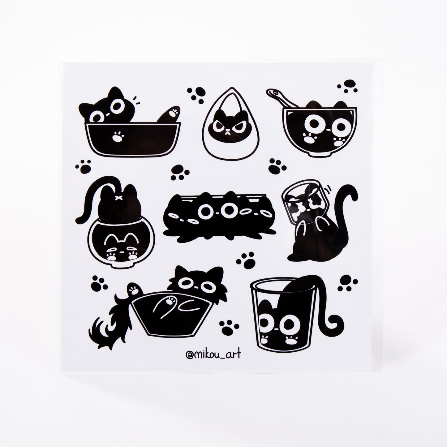 Sticker Sheet | Liquid Cat Collage Vol.5 | 5.5x5.5 inch | Waterproof, and Fade-Resistant | Gift for Cat Lovers | Mikou Original Art