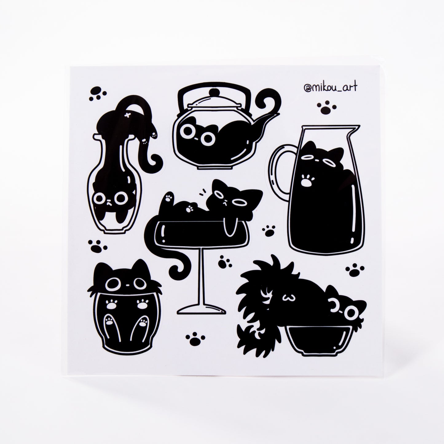 Liquid Cat Collage Vinyl Sticker Sheet Vol.4 | 5.5x5.5 inch | Mikou Original Art