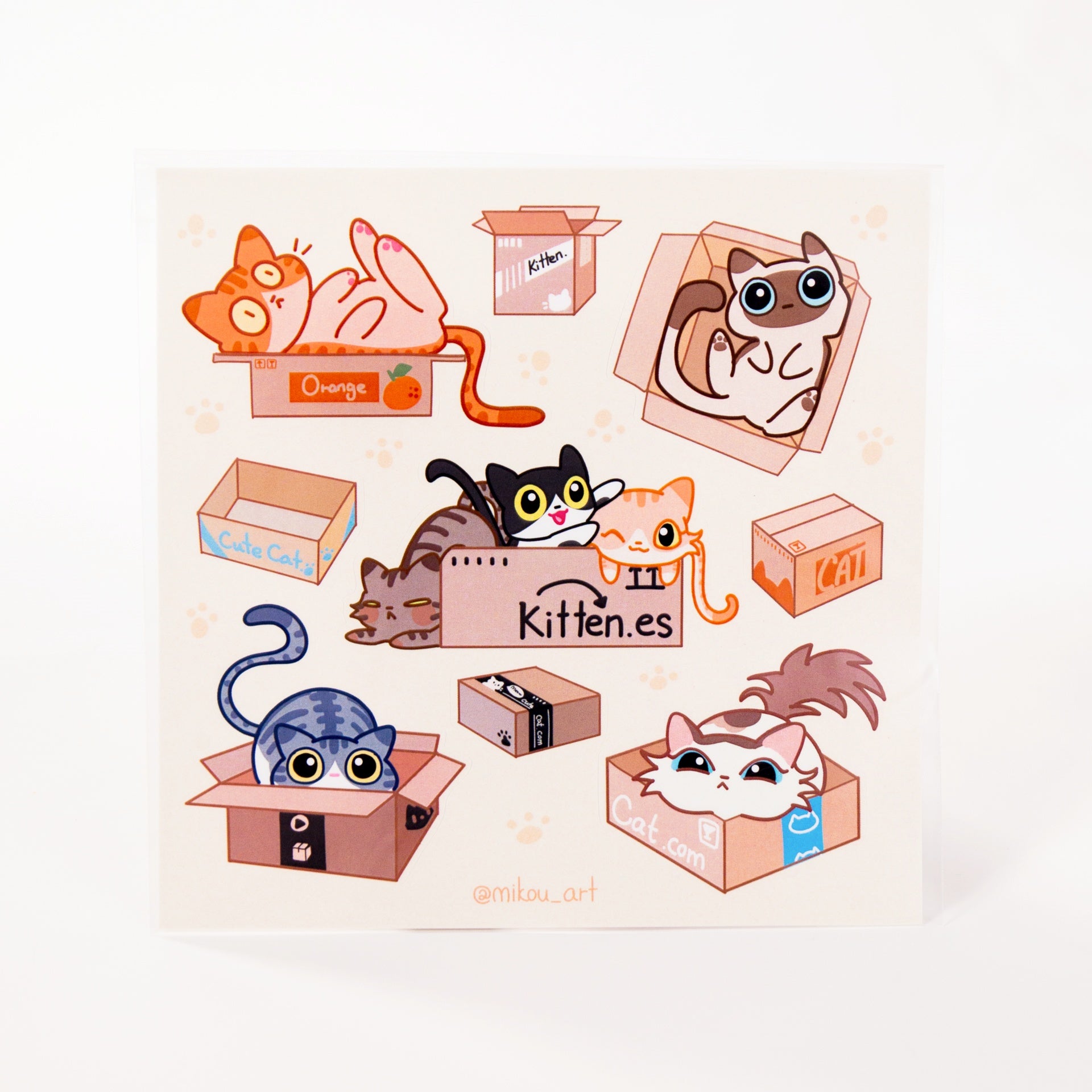 Sticker Sheet | Cats in the Box Collage | 5.5x5.5 inch | Mikou Origina ...