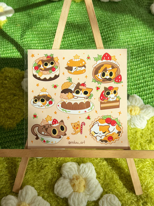Sticker Sheet | Winter Kitty Dessert Party