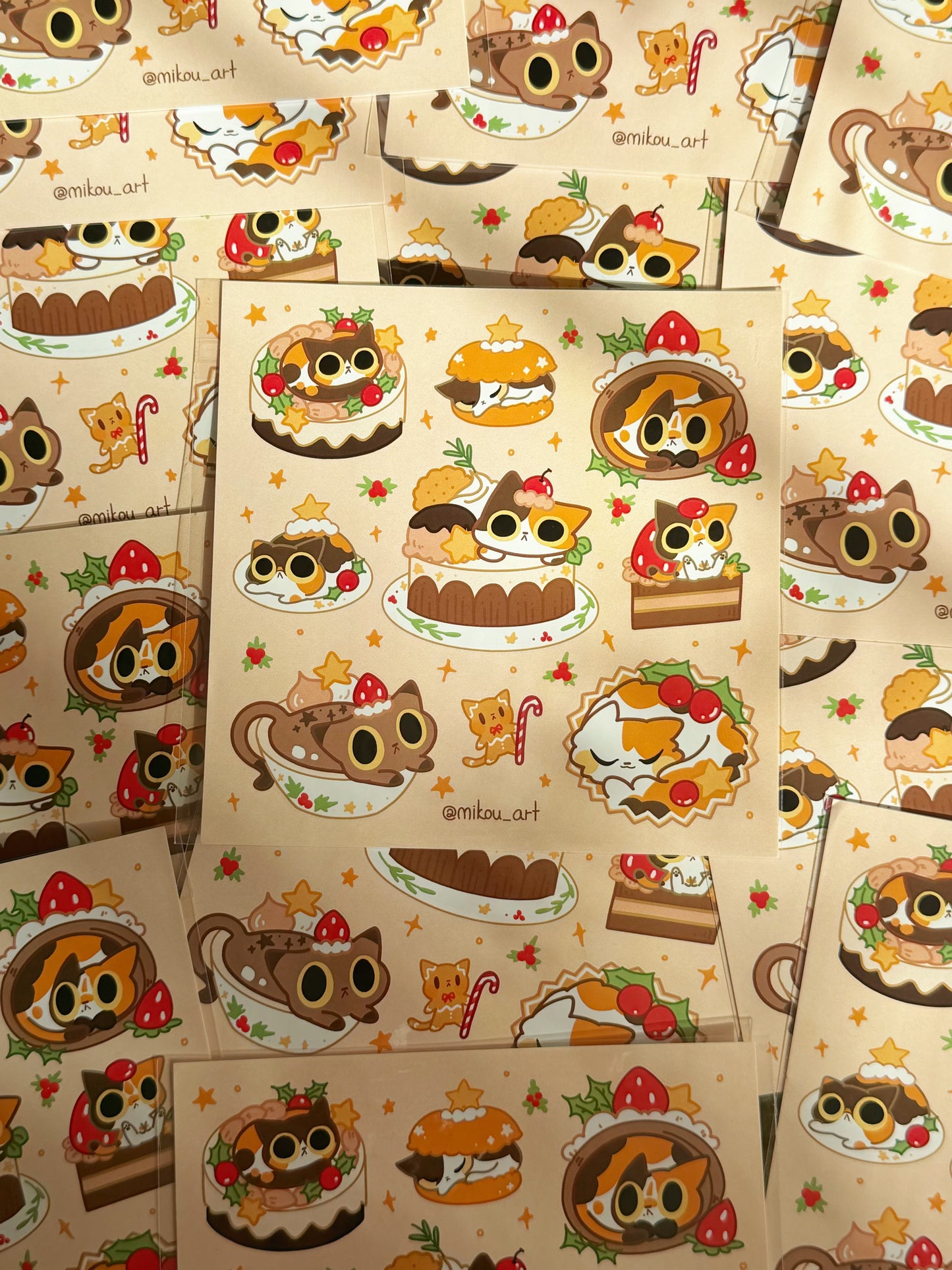 Sticker Sheet | Winter Kitty Dessert Party