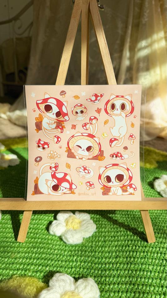 Sticker Sheet | Meowshroom Cat Collage